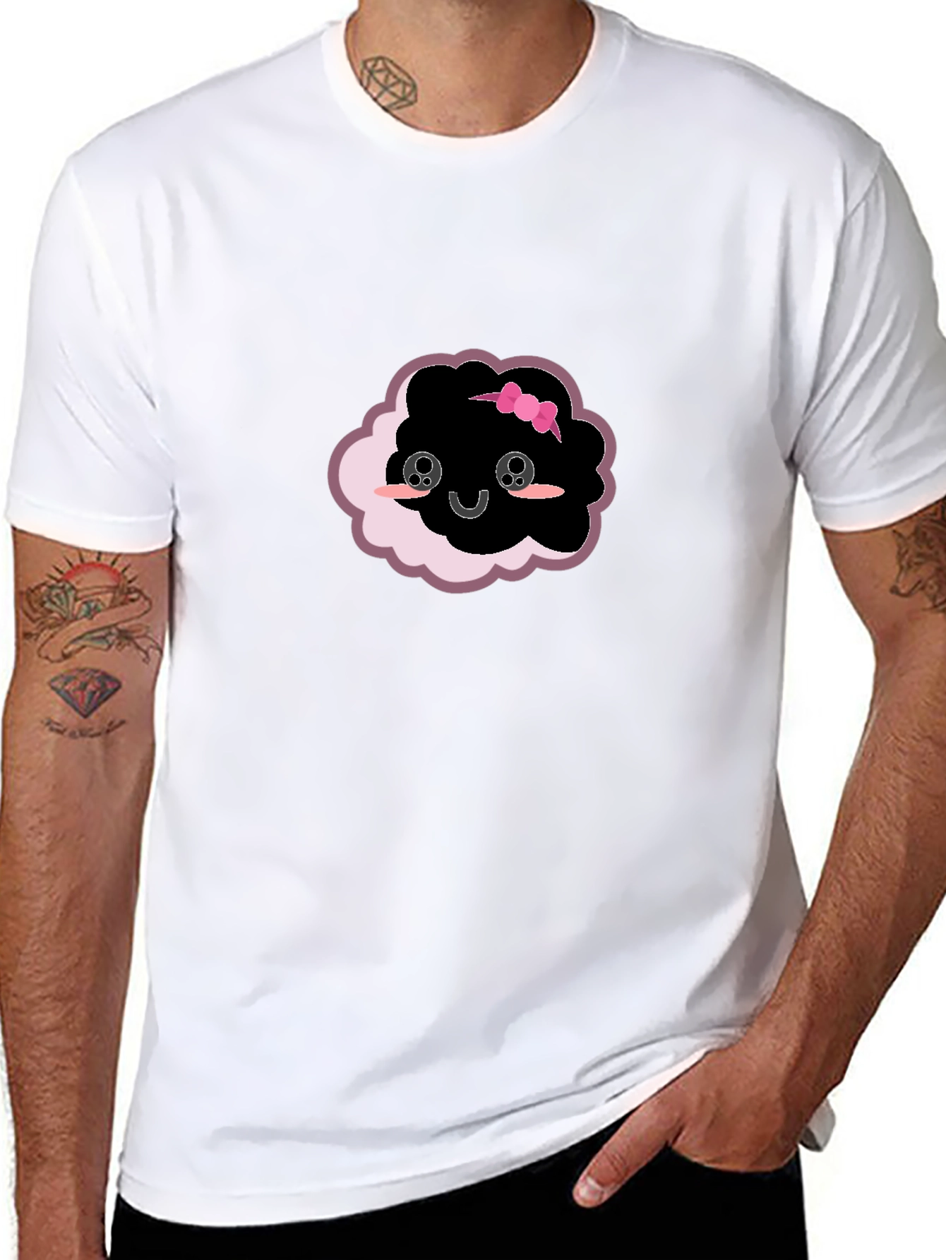 Cute Cloud Kawaii T-Shirt - Black