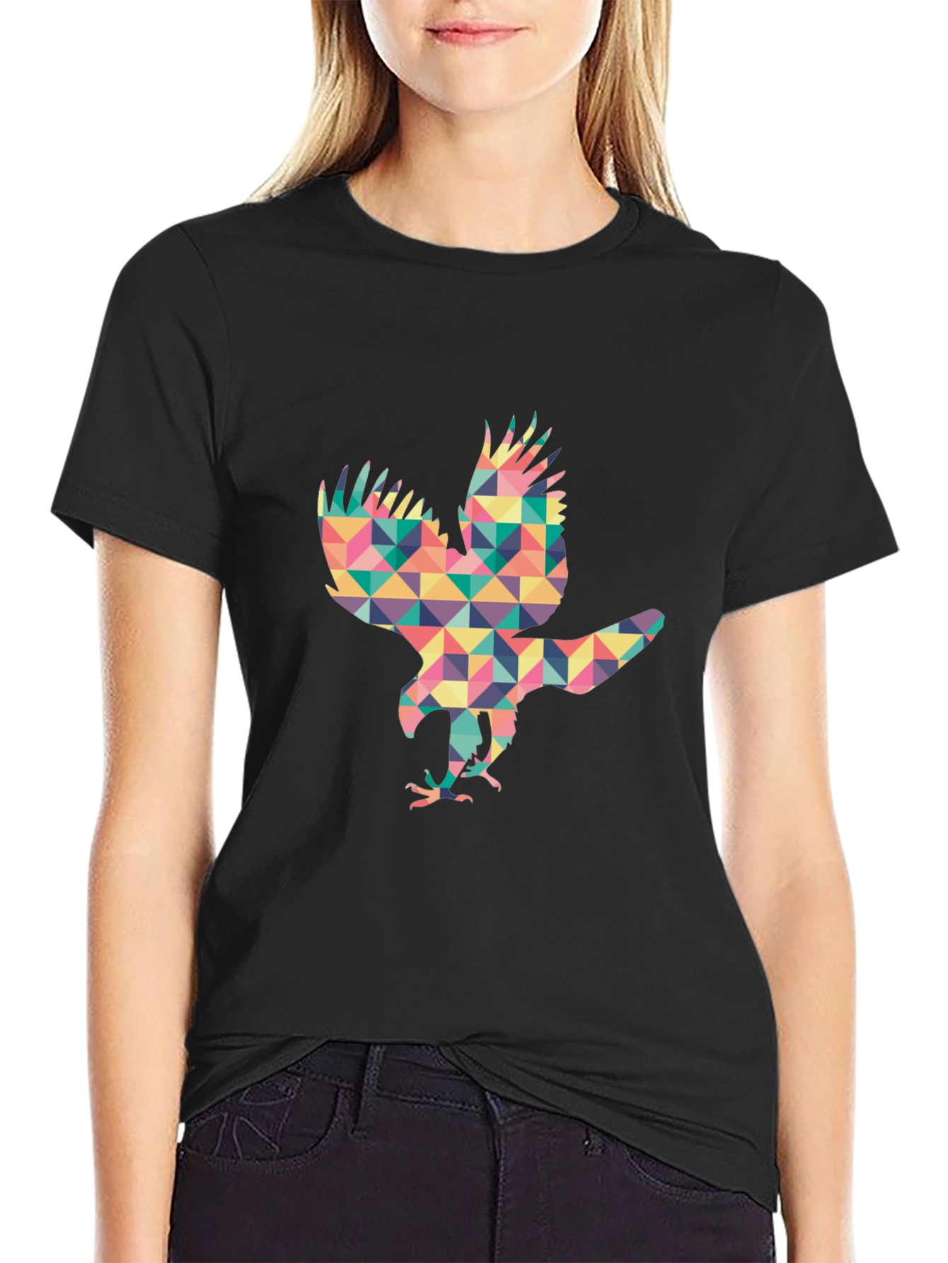 Geometric Eagle Graphic Tee - Stylish Black T-Shirt
