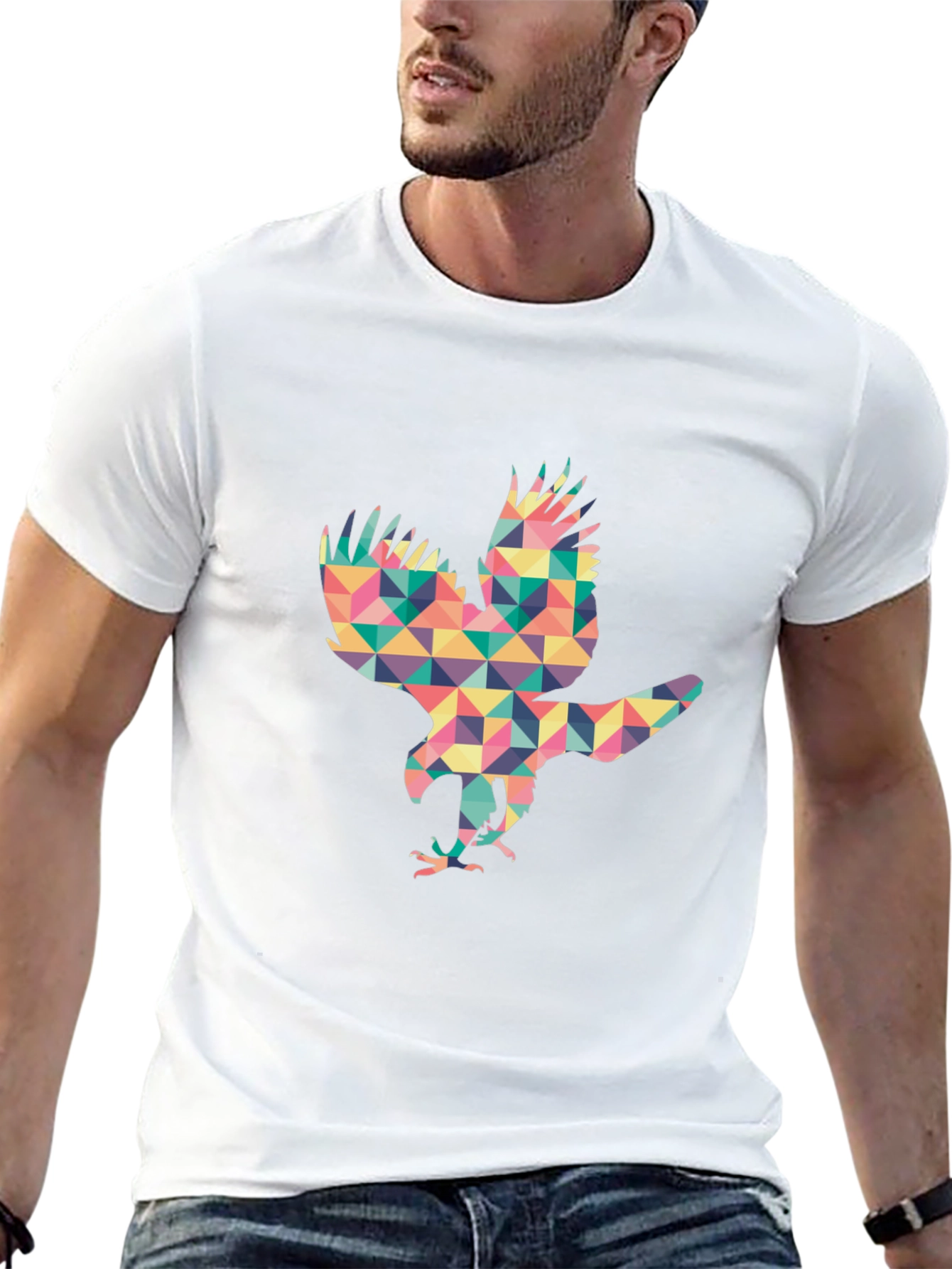 Geometric Eagle Graphic Tee - Stylish Black T-Shirt