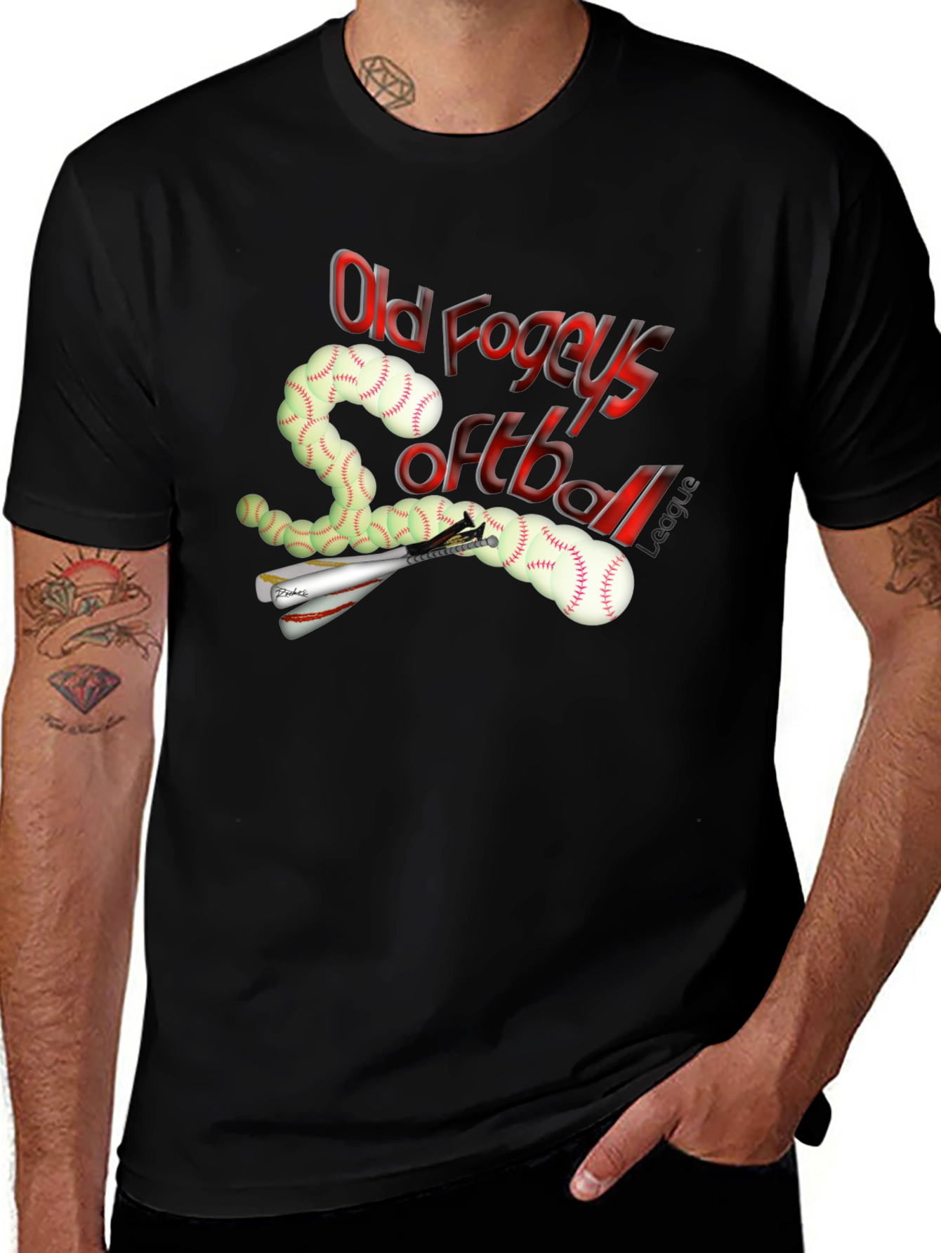 Old Fogeys Softball League T-Shirt - Black