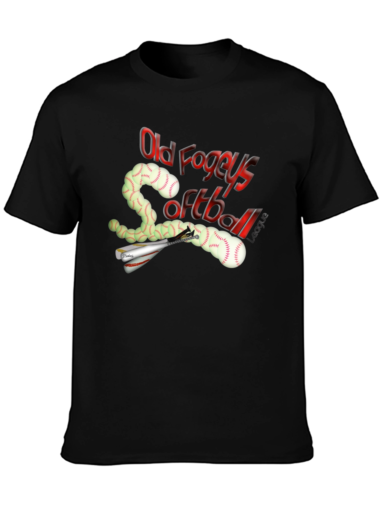 Old Fogeys Softball League T-Shirt - Black