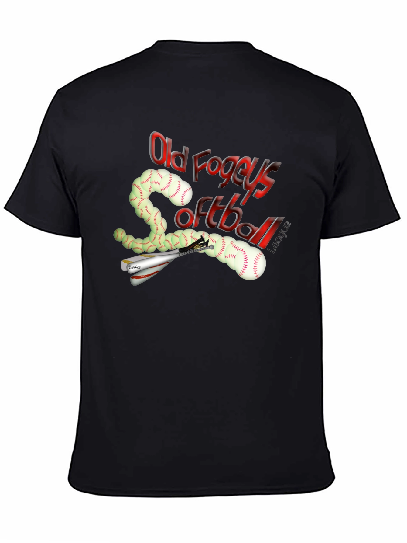Old Fogeys Softball League T-Shirt - Black