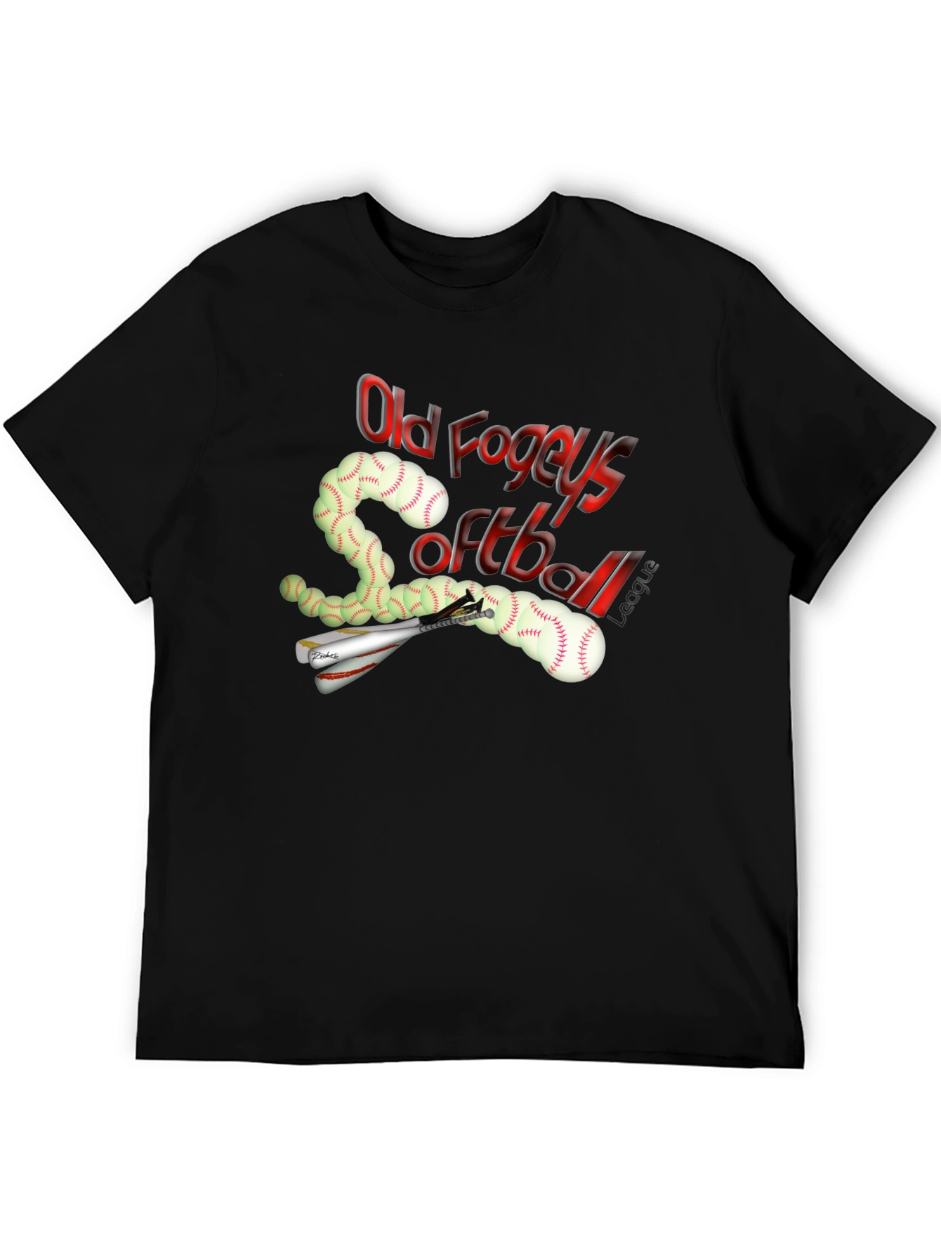 Old Fogeys Softball League T-Shirt - Black