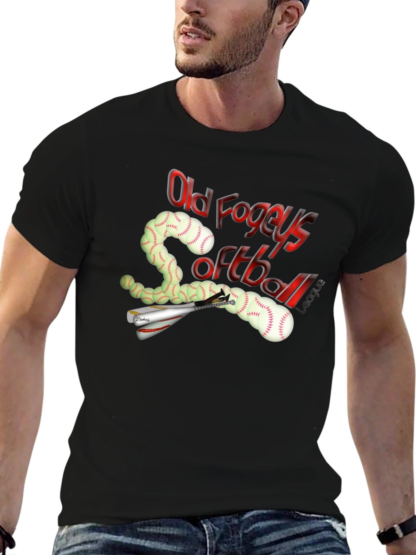 Old Fogeys Softball League T-Shirt - Black
