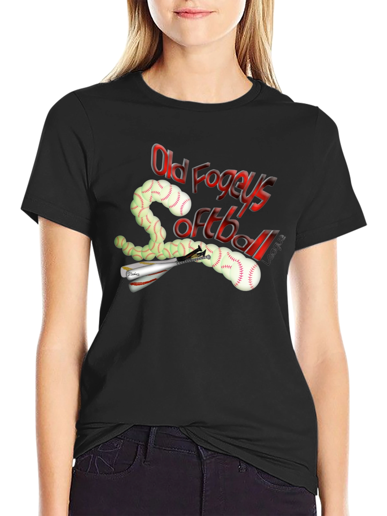 Old Fogeys Softball League T-Shirt - Black