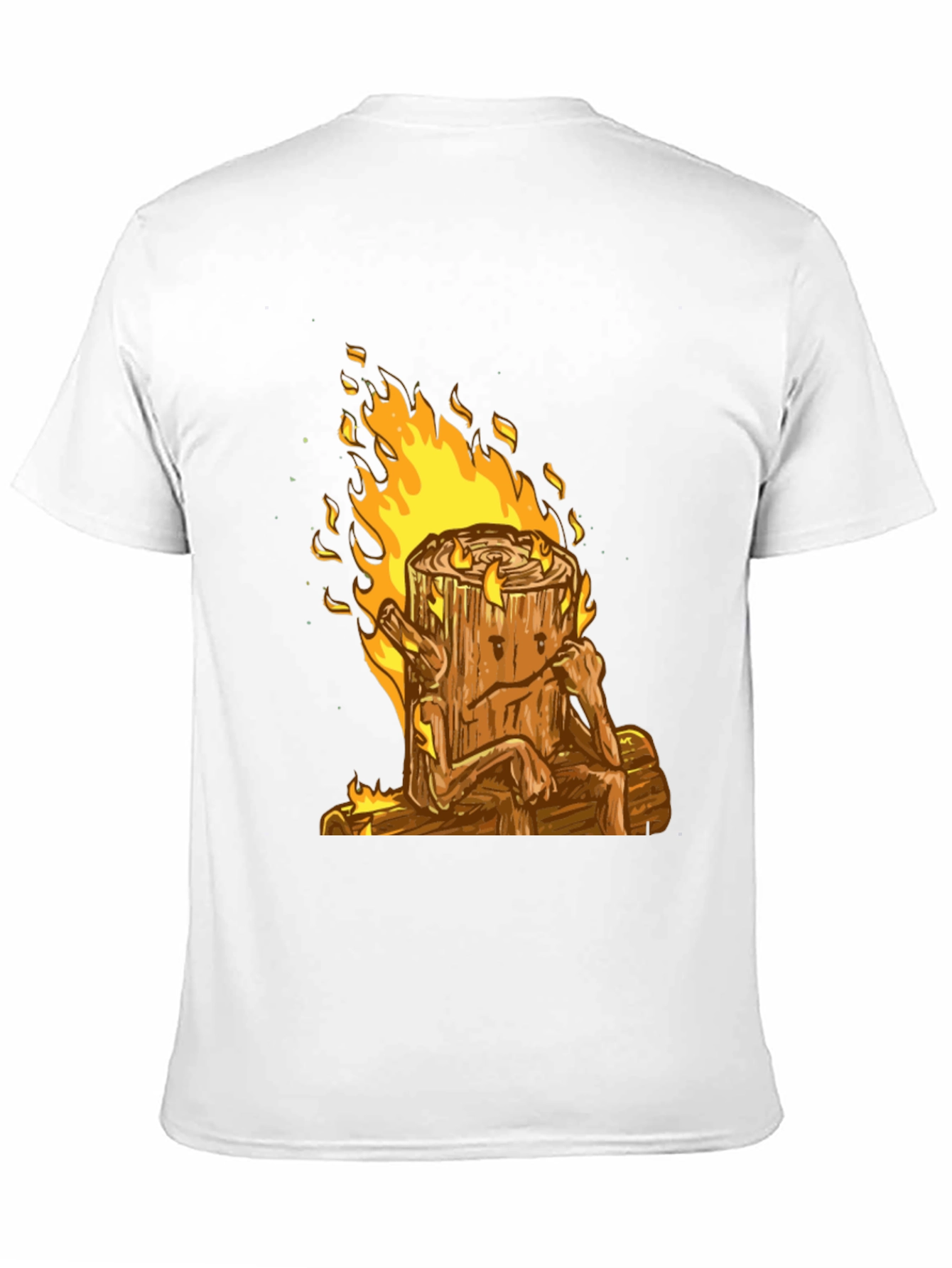 Burning Log T-Shirt - Cartoon Firewood Graphic Tee