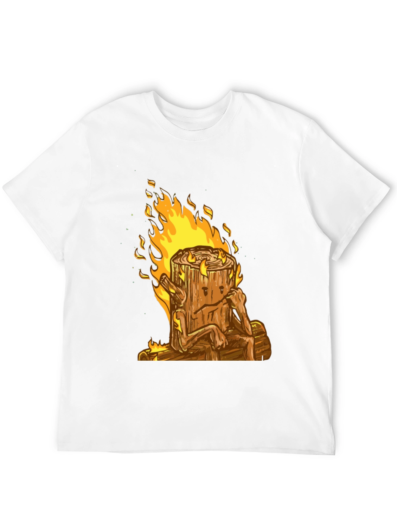 Burning Log T-Shirt - Cartoon Firewood Graphic Tee