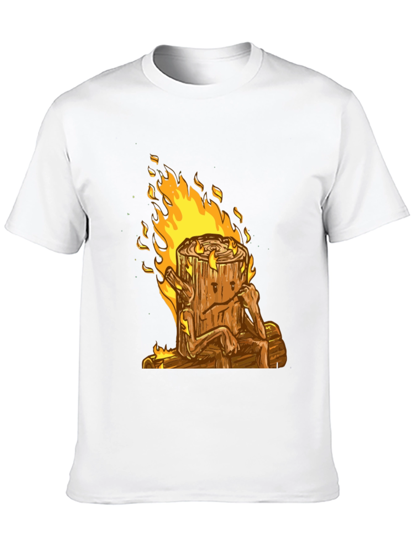 Burning Log T-Shirt - Cartoon Firewood Graphic Tee