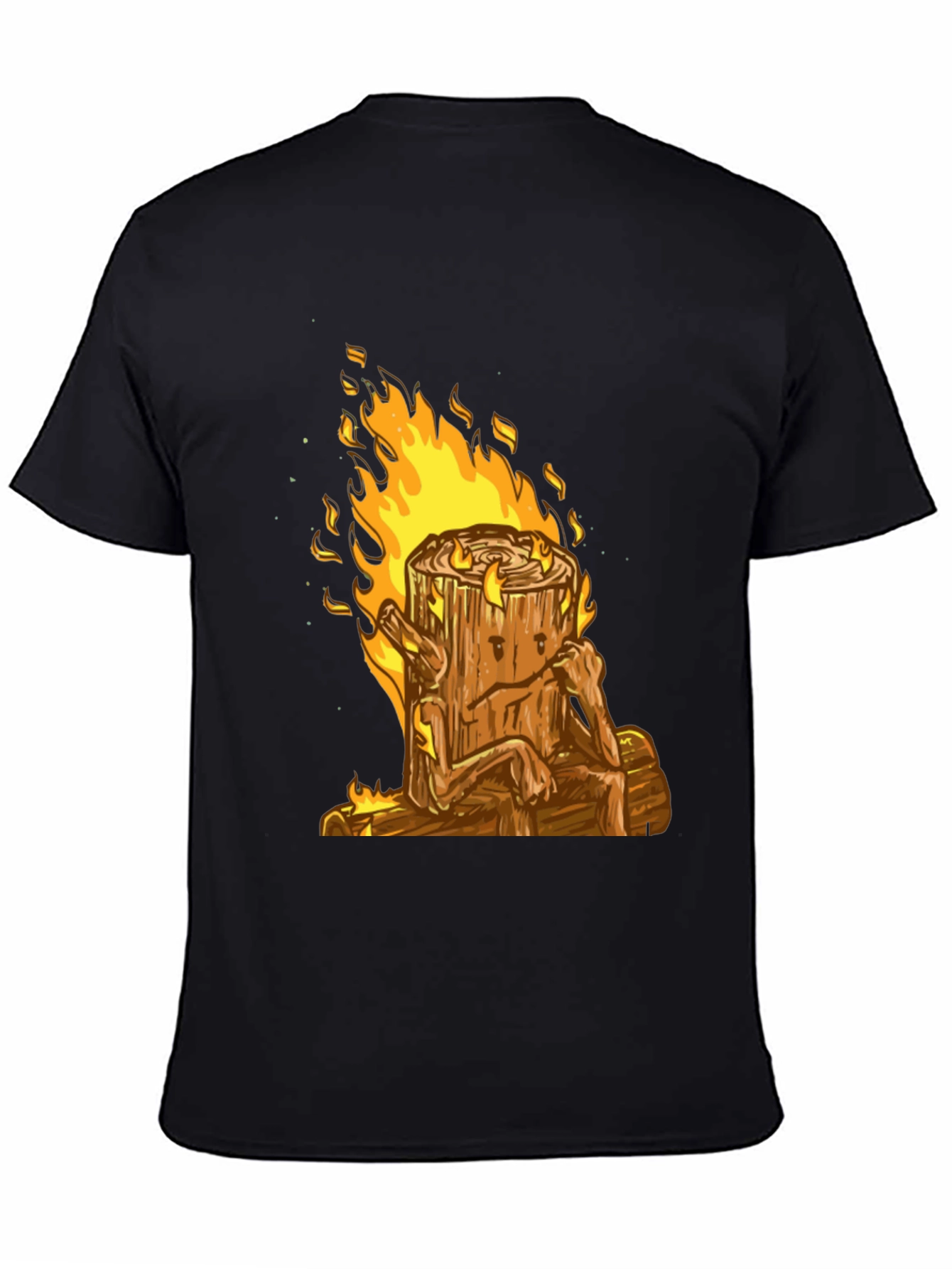 Burning Log T-Shirt - Cartoon Firewood Graphic Tee