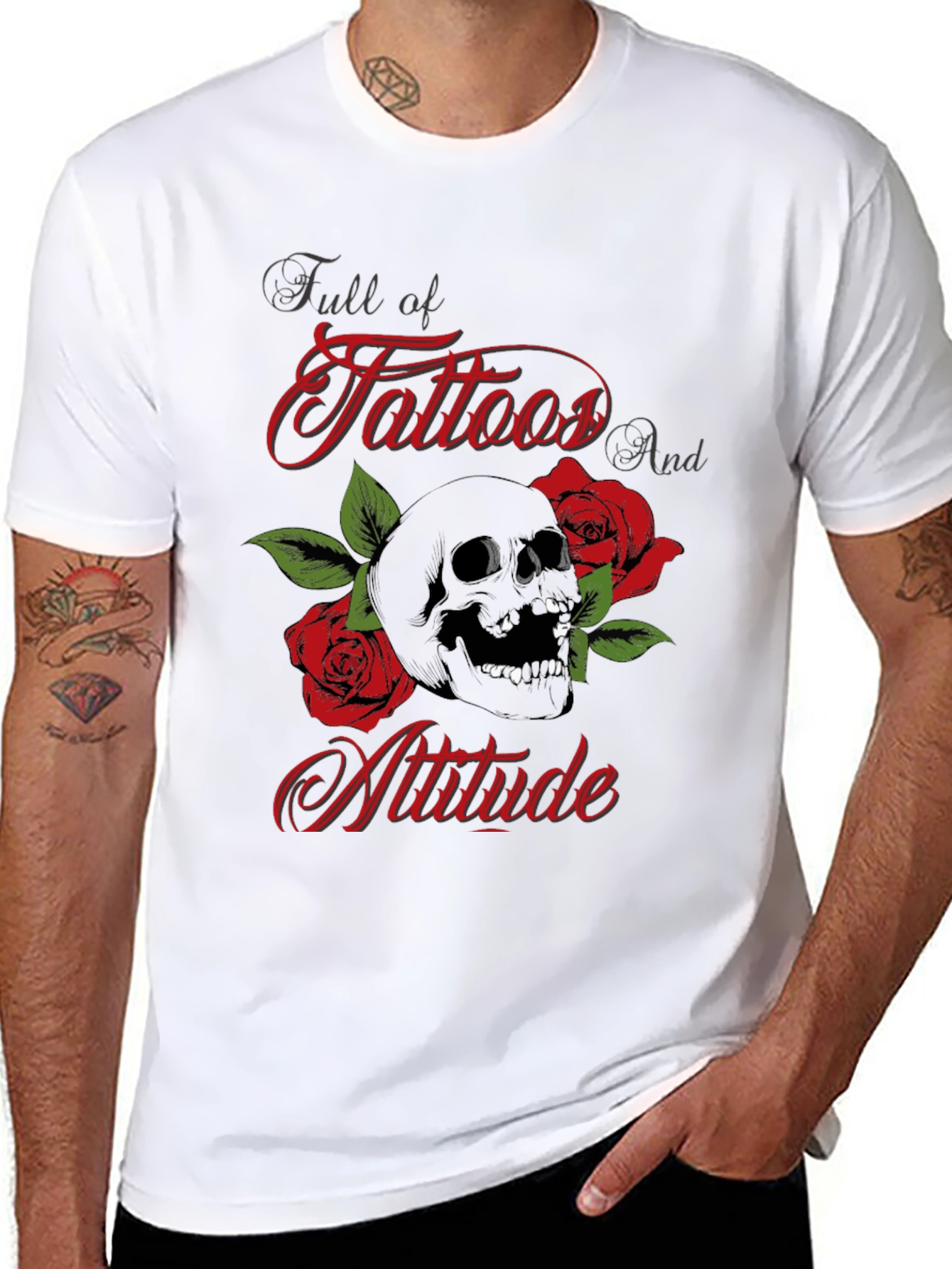 Skull & Roses Tattoo Graphic Tee