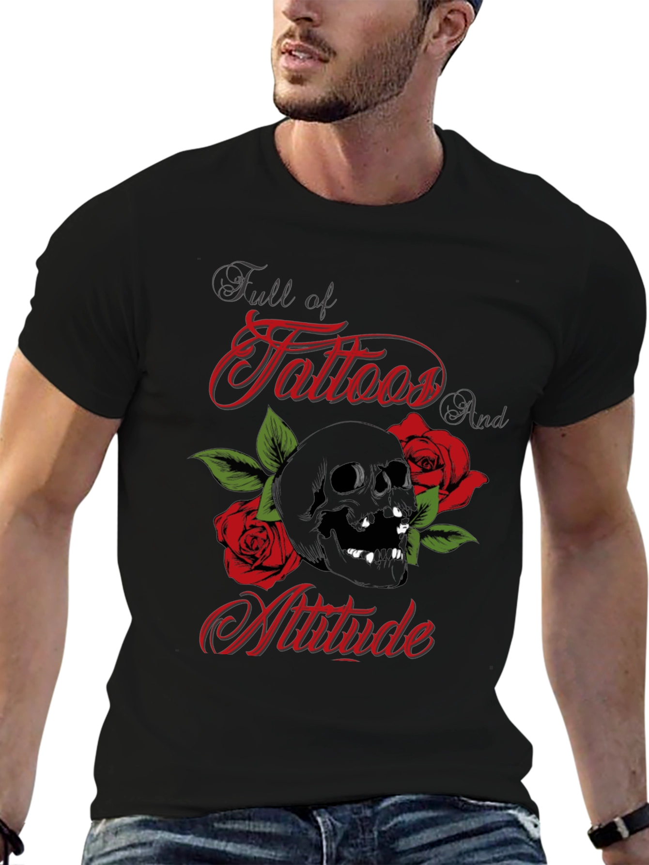 Skull & Roses Tattoo Graphic Tee