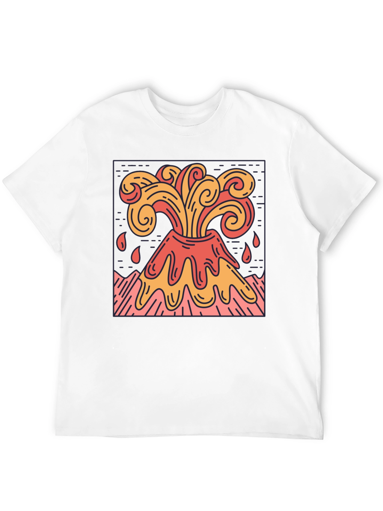 Volcano Eruption Graphic Tee - Lava Flow Design
