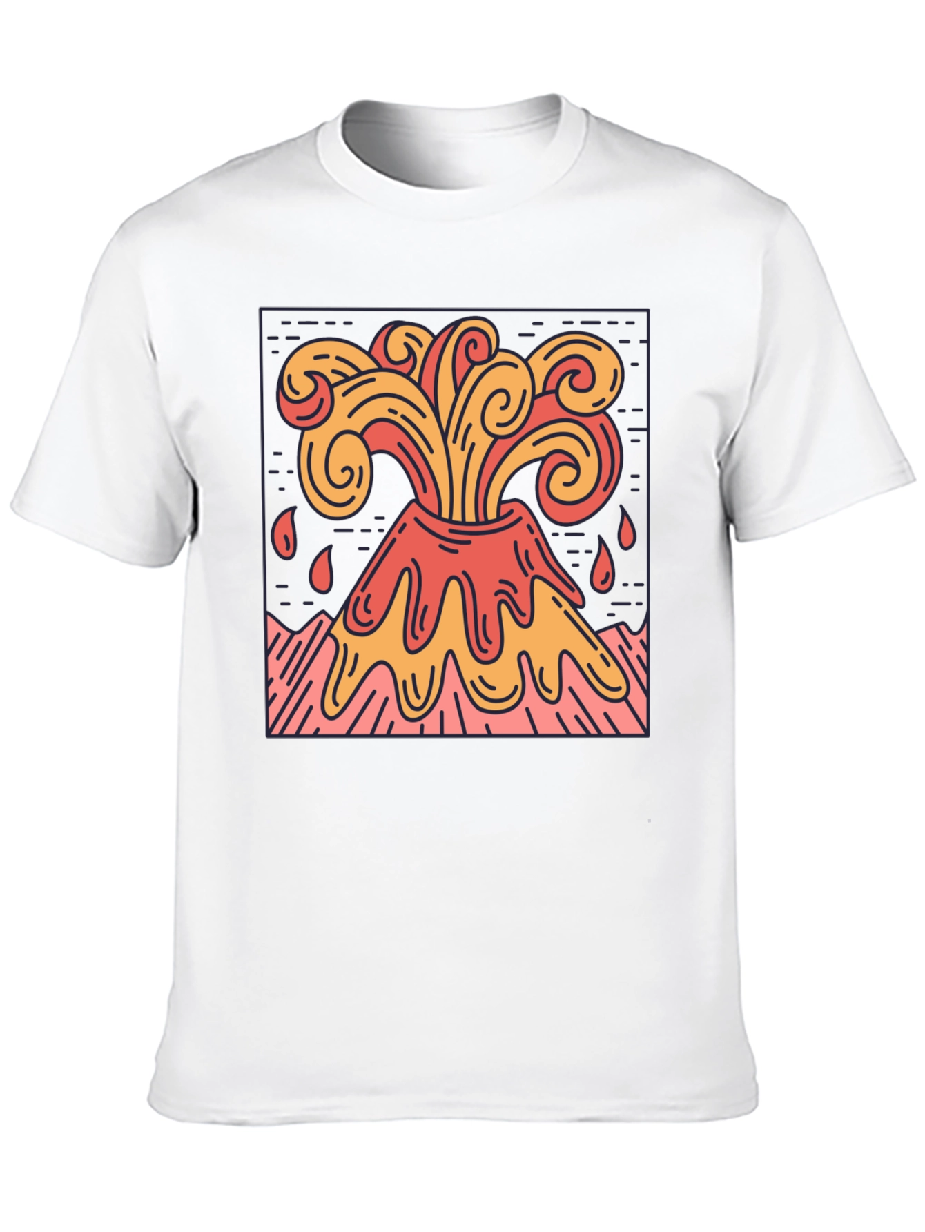 Volcano Eruption Graphic Tee - Lava Flow Design