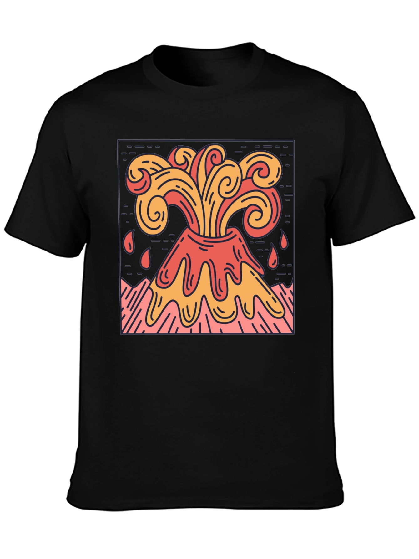 Volcano Eruption Graphic Tee - Lava Flow Design