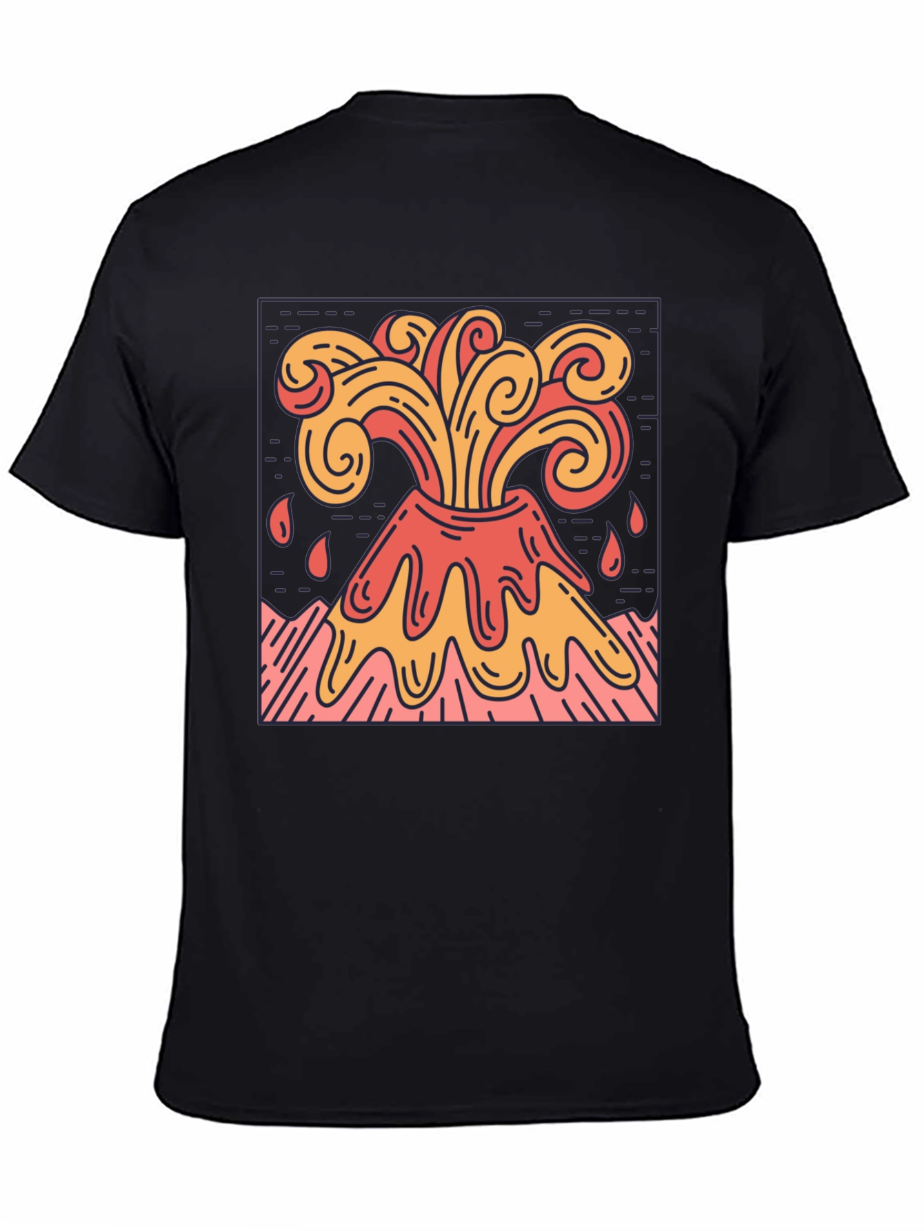 Volcano Eruption Graphic Tee - Lava Flow Design