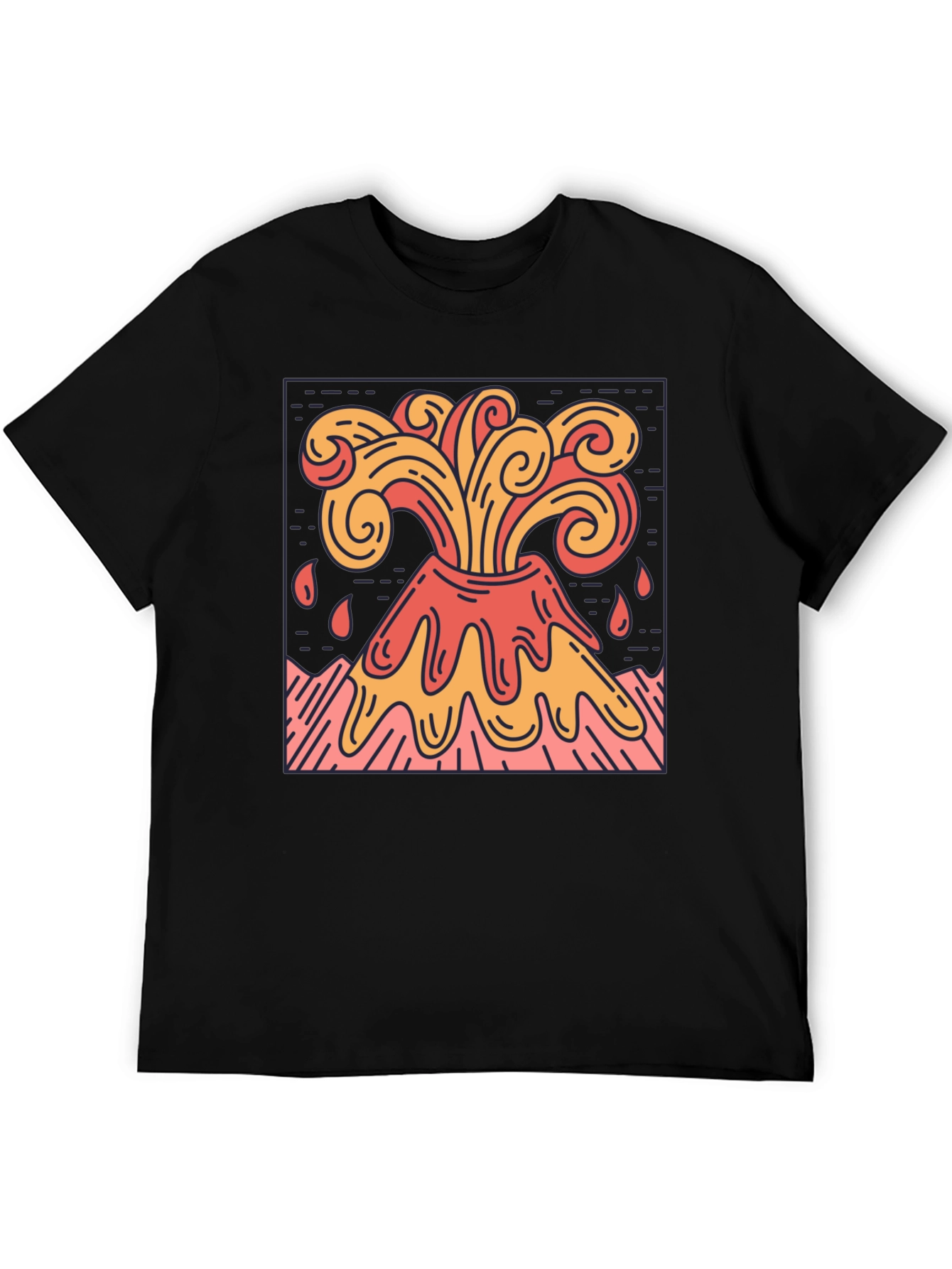 Volcano Eruption Graphic Tee - Lava Flow Design