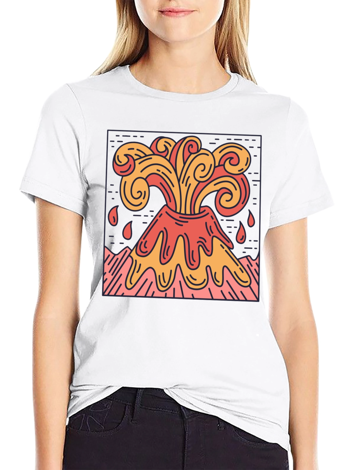 Volcano Eruption Graphic Tee - Lava Flow Design