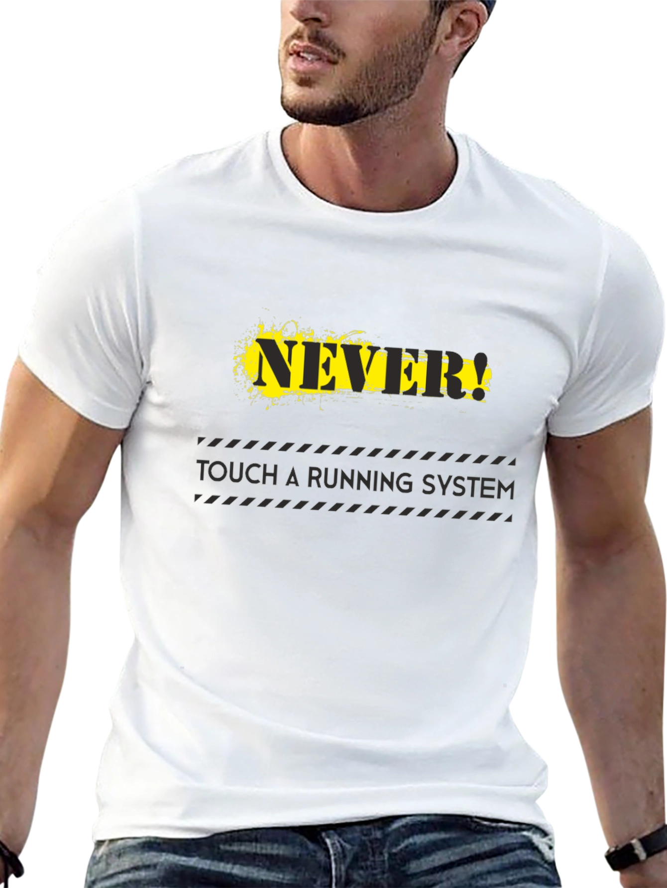 Never Touch A Running System Black T-Shirt