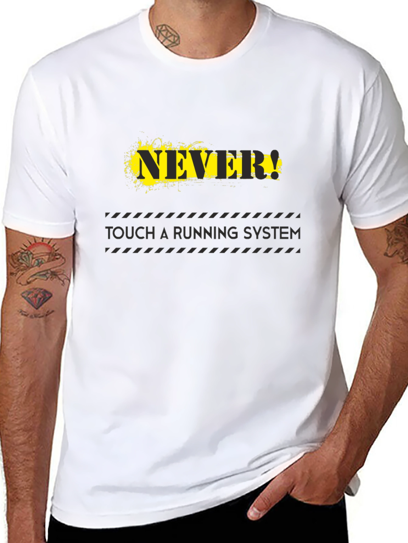 Never Touch A Running System Black T-Shirt