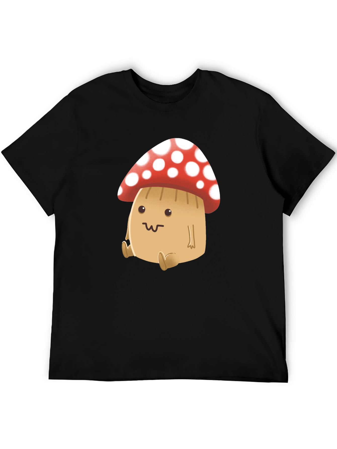 Cute Mushroom Graphic Tee - Black
