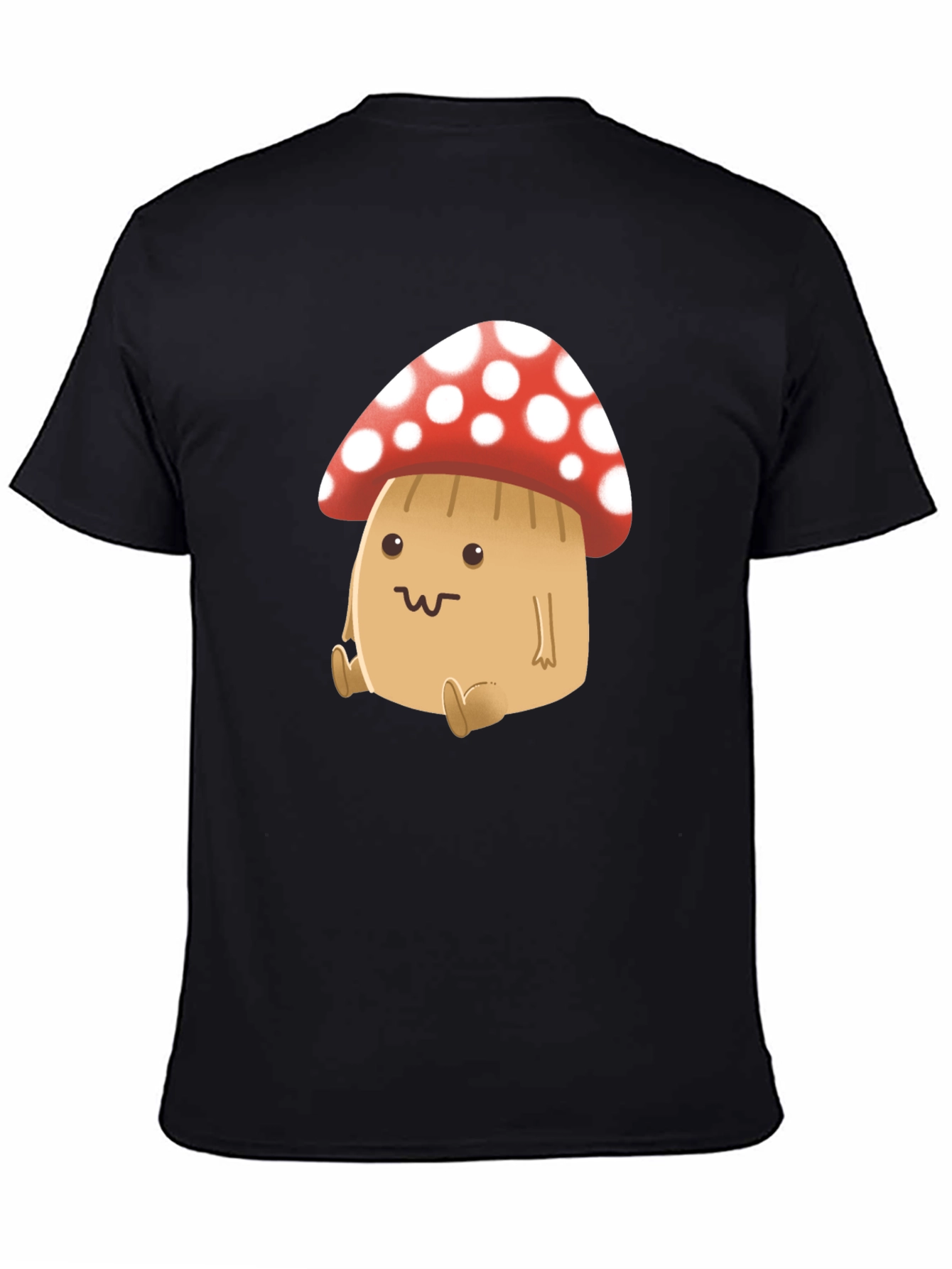 Cute Mushroom Graphic Tee - Black