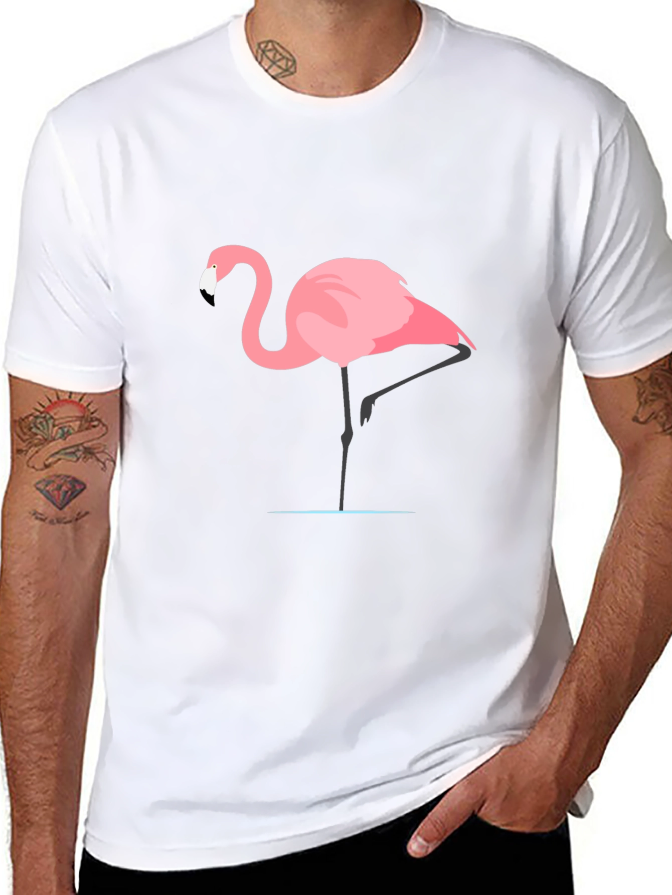 Flamingo Graphic Tee - Black Casual T-Shirt