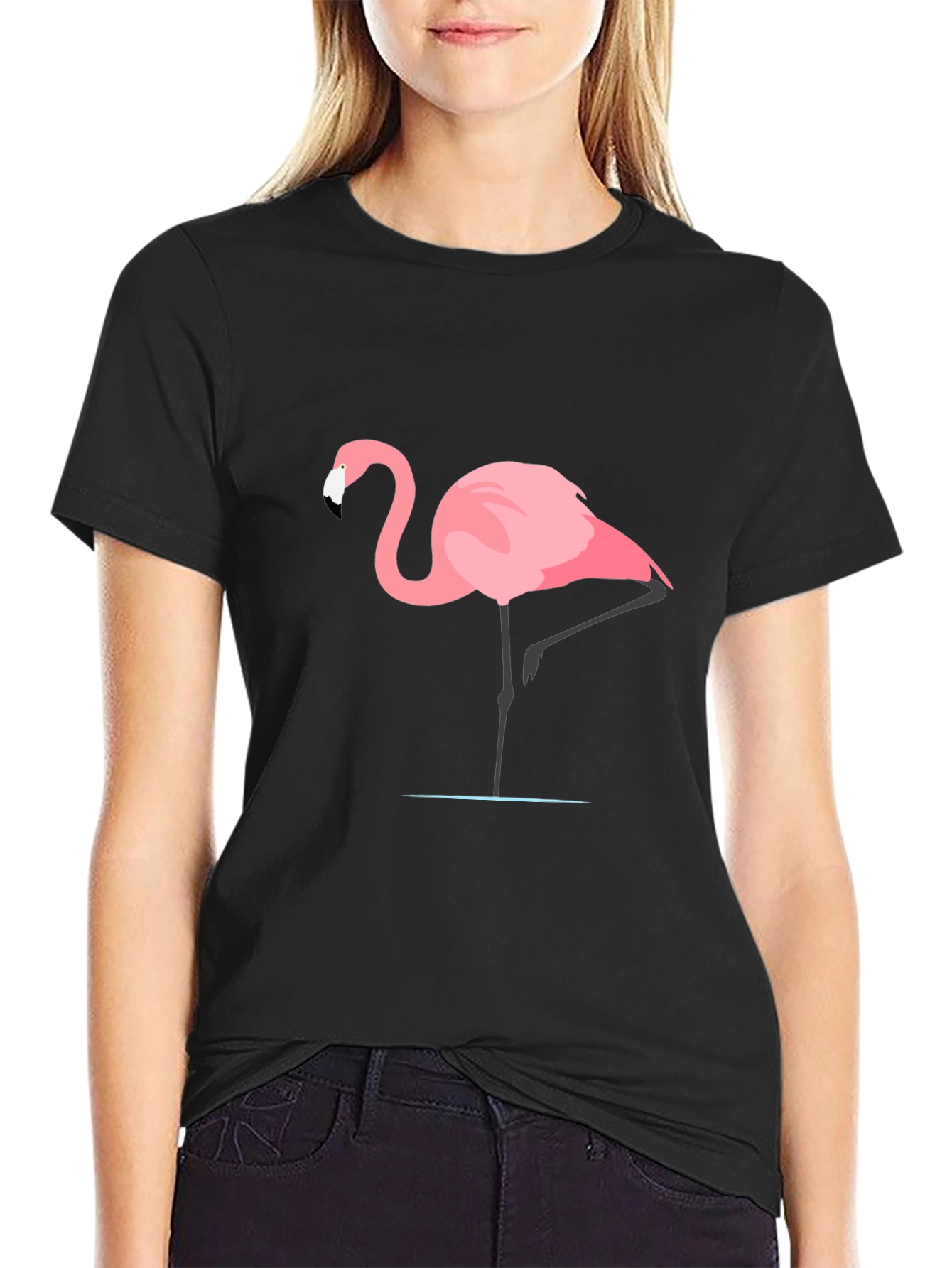Flamingo Graphic Tee - Black Casual T-Shirt
