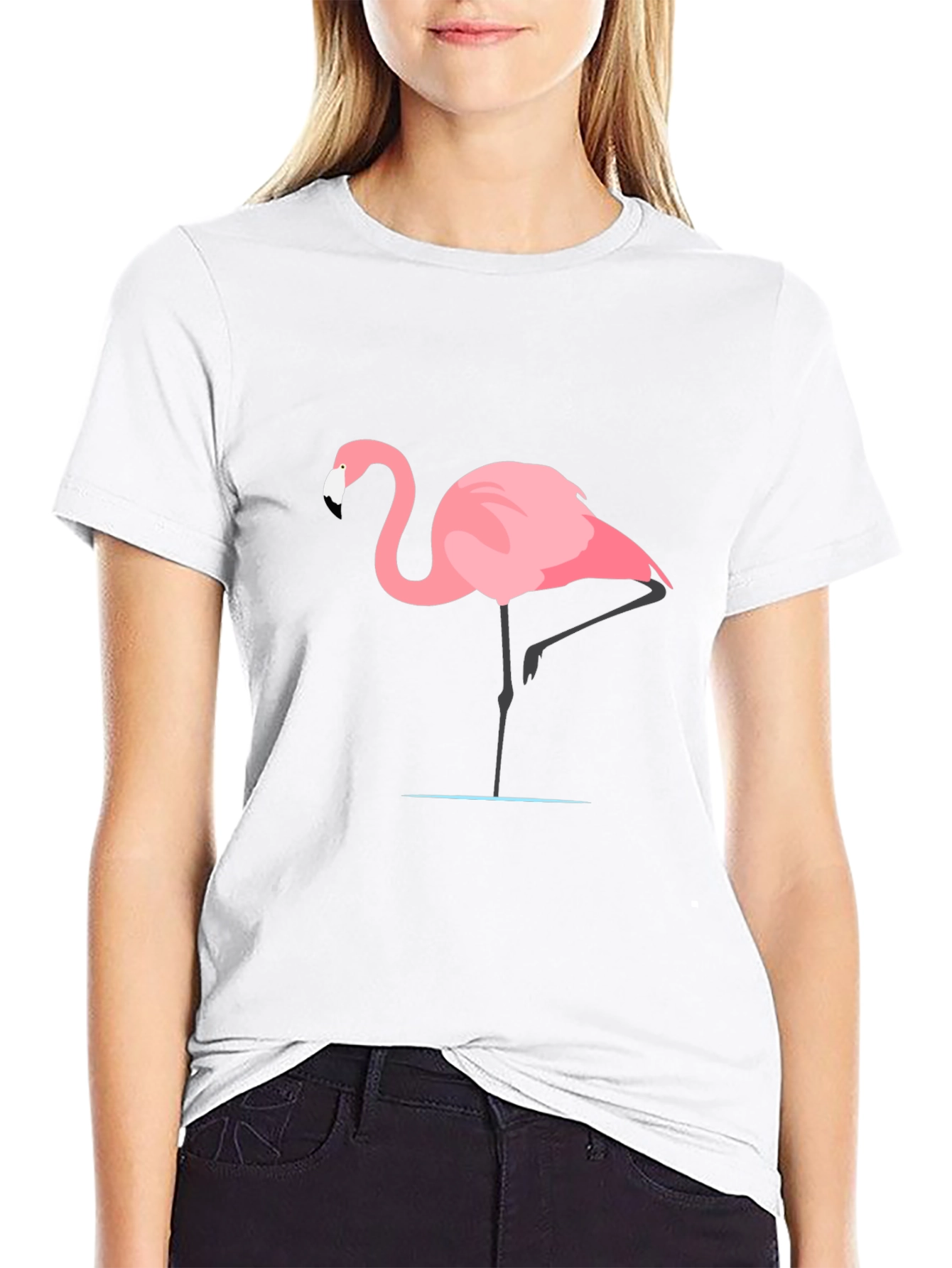 Flamingo Graphic Tee - Black Casual T-Shirt