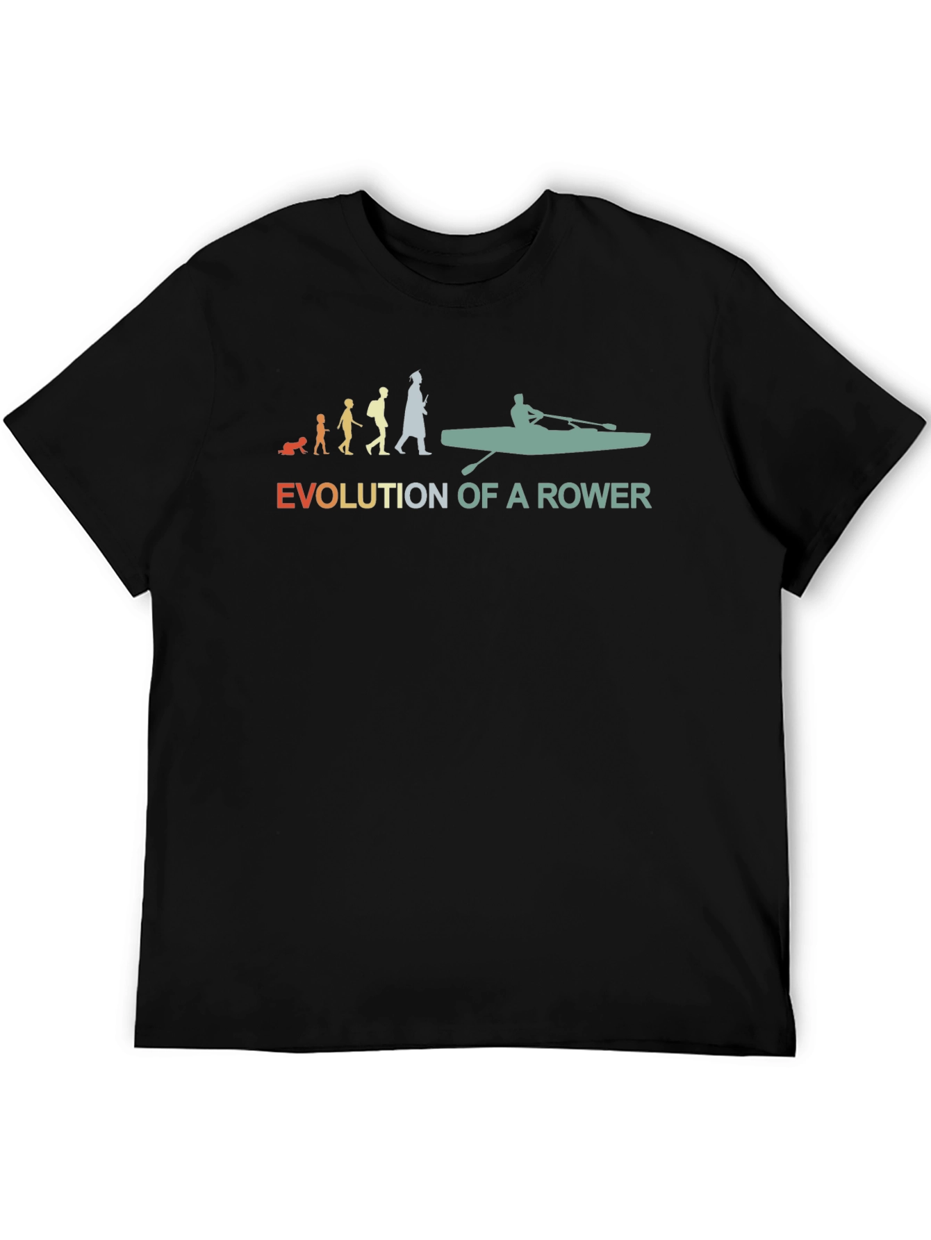 Evolution of a Rower Black T-Shirt