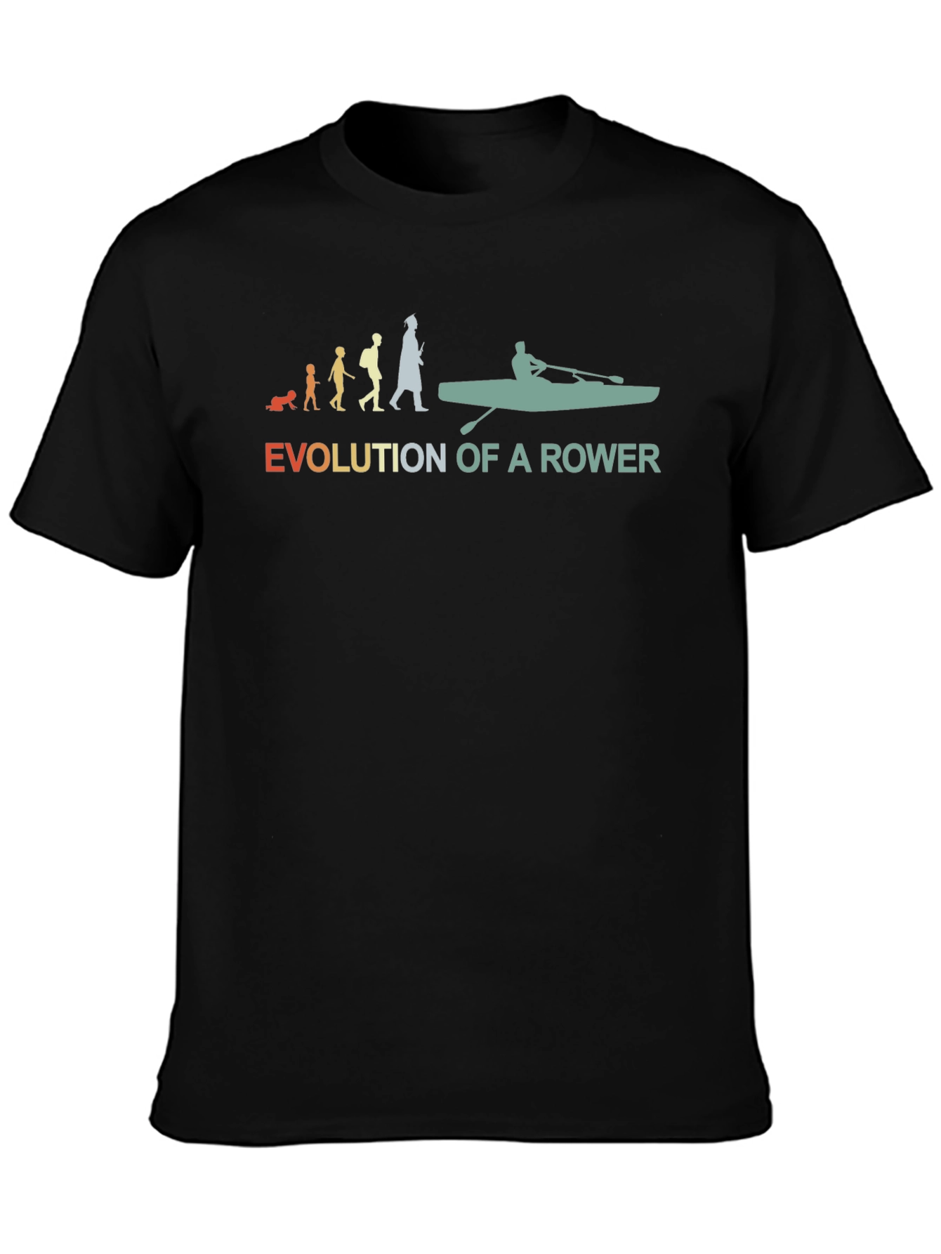Evolution of a Rower Black T-Shirt