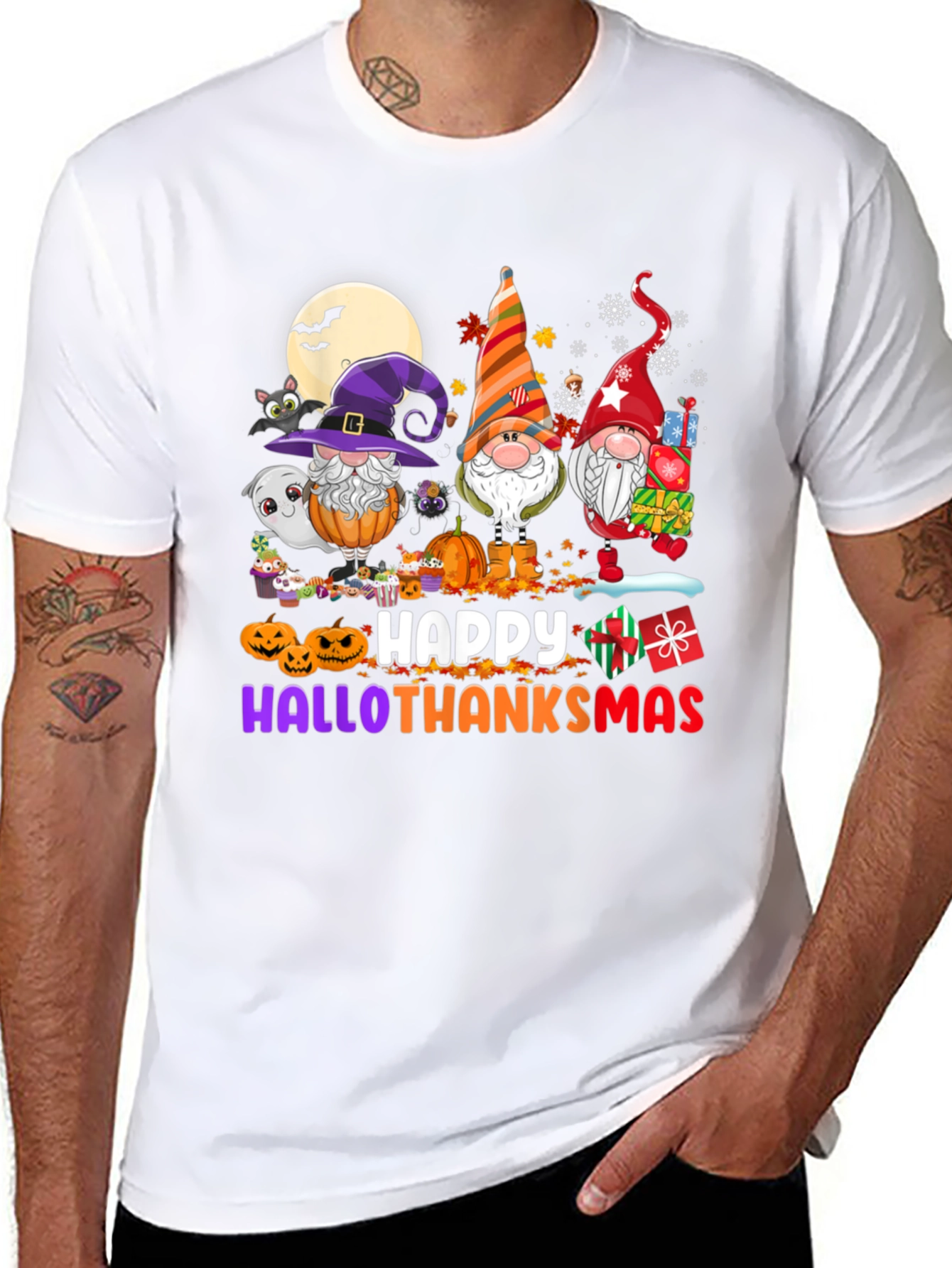 HalloThanksMas Gnomes T-Shirt