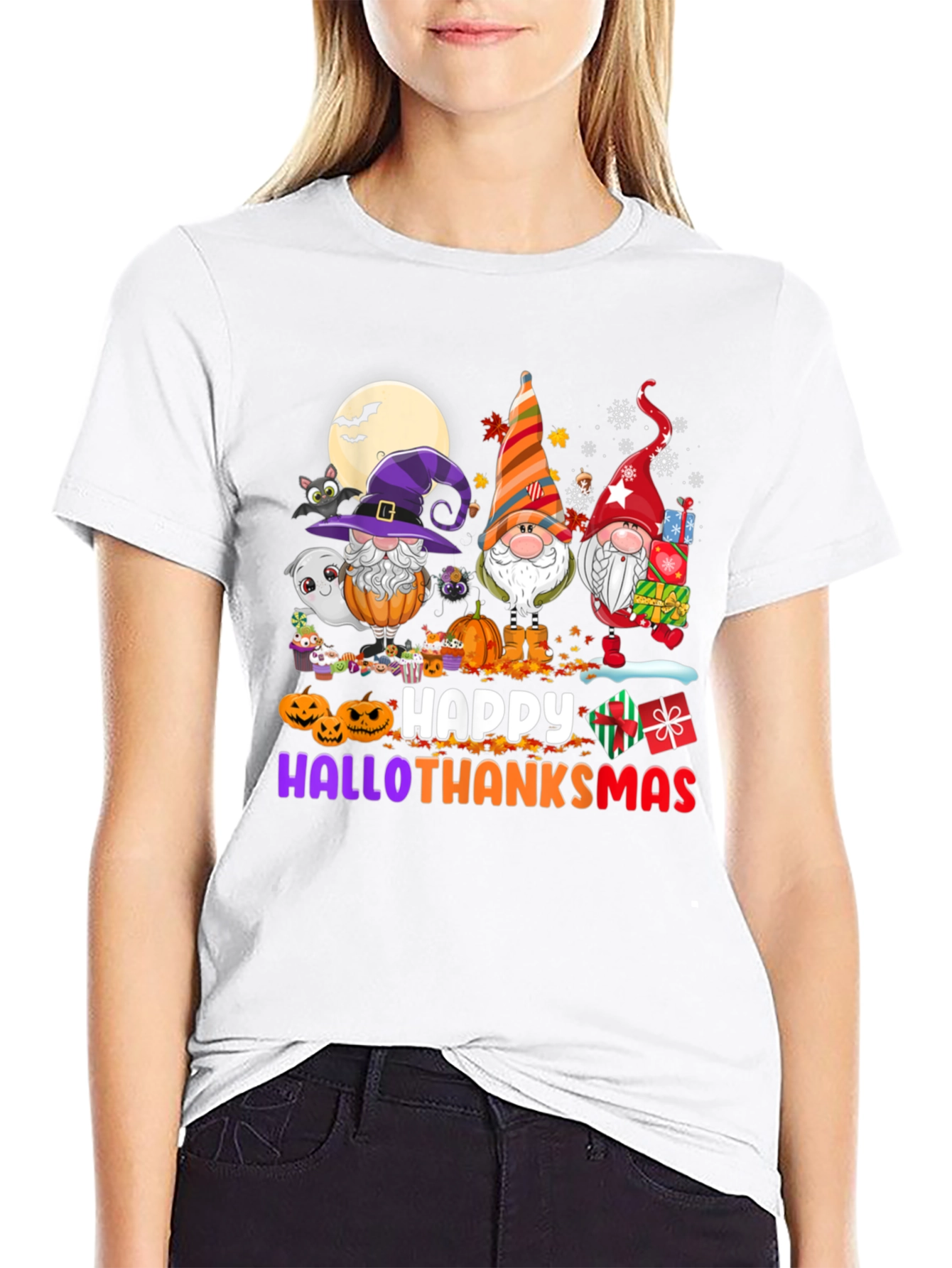 HalloThanksMas Gnomes T-Shirt
