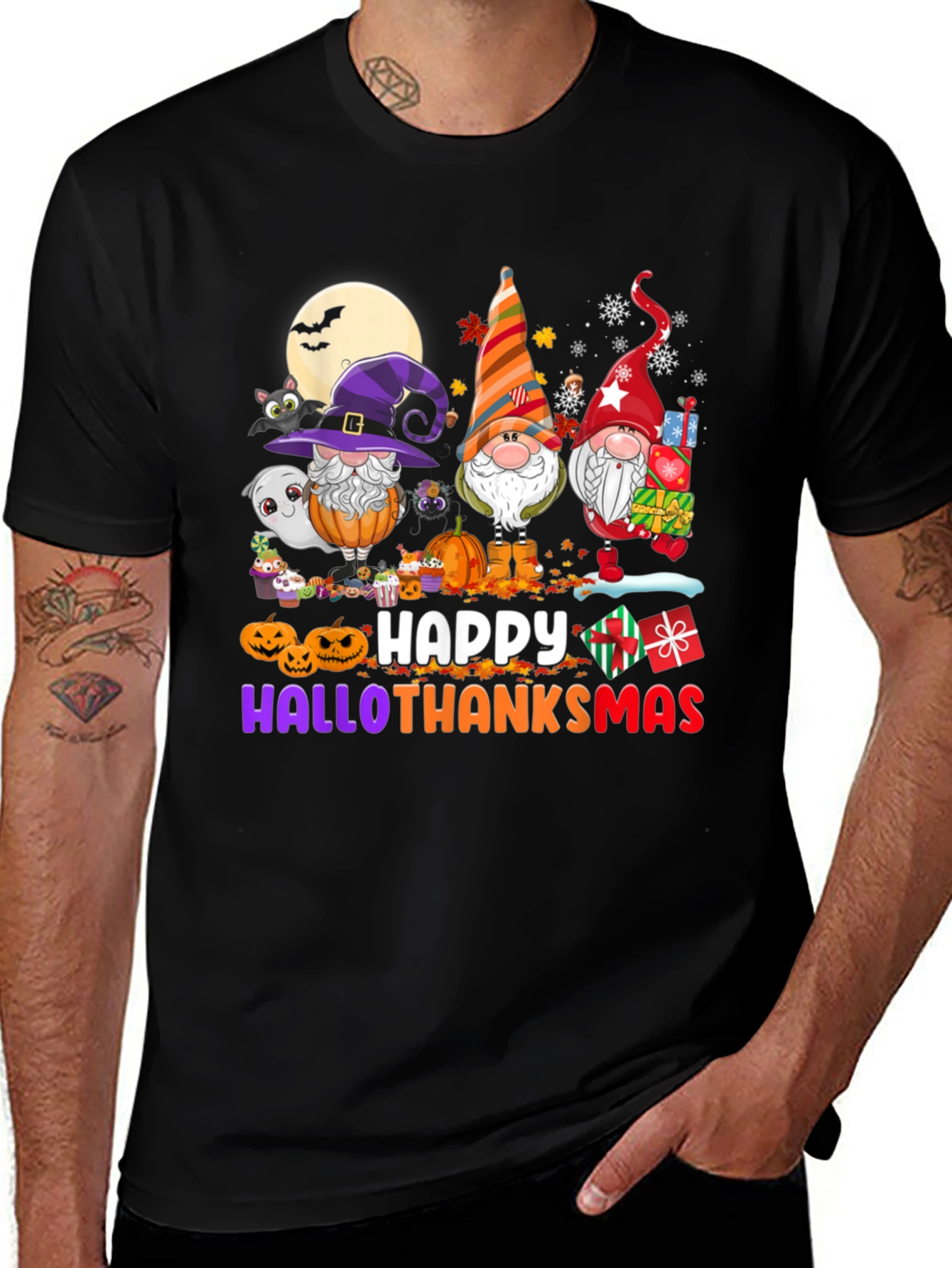 HalloThanksMas Gnomes T-Shirt