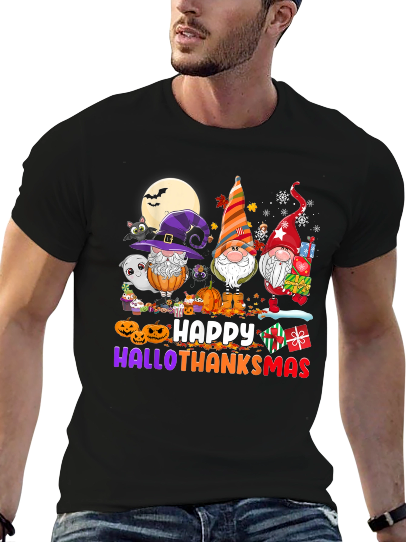 HalloThanksMas Gnomes T-Shirt
