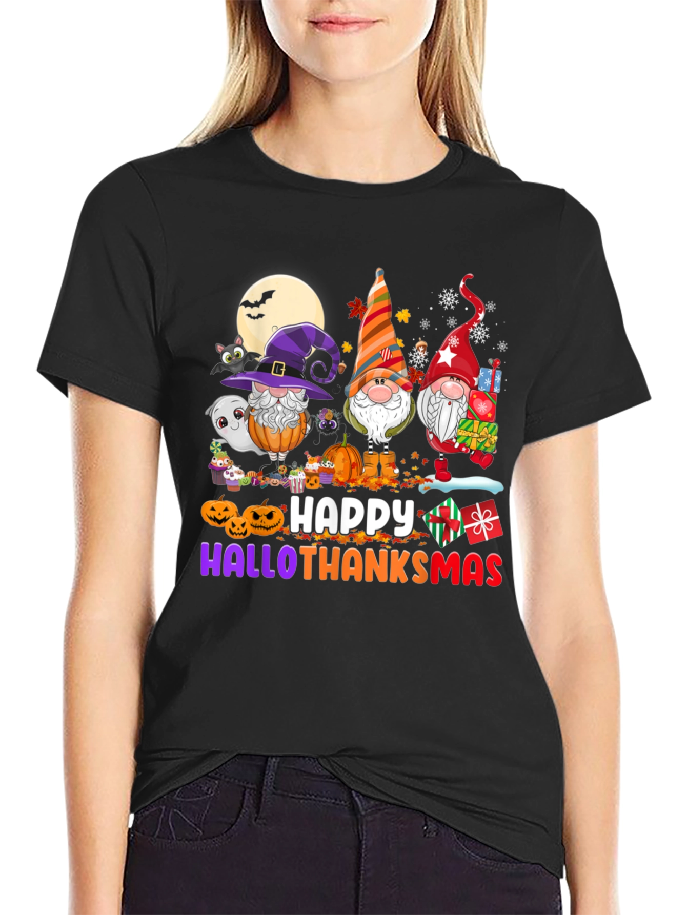 HalloThanksMas Gnomes T-Shirt