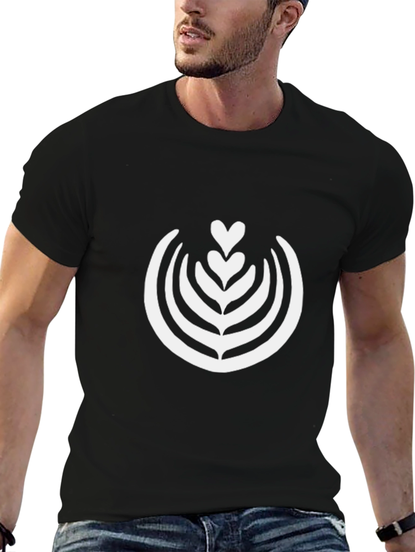 Latte Art Graphic Tee - Black Cotton T-Shirt