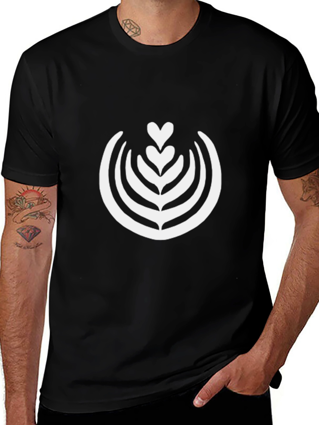Latte Art Graphic Tee - Black Cotton T-Shirt