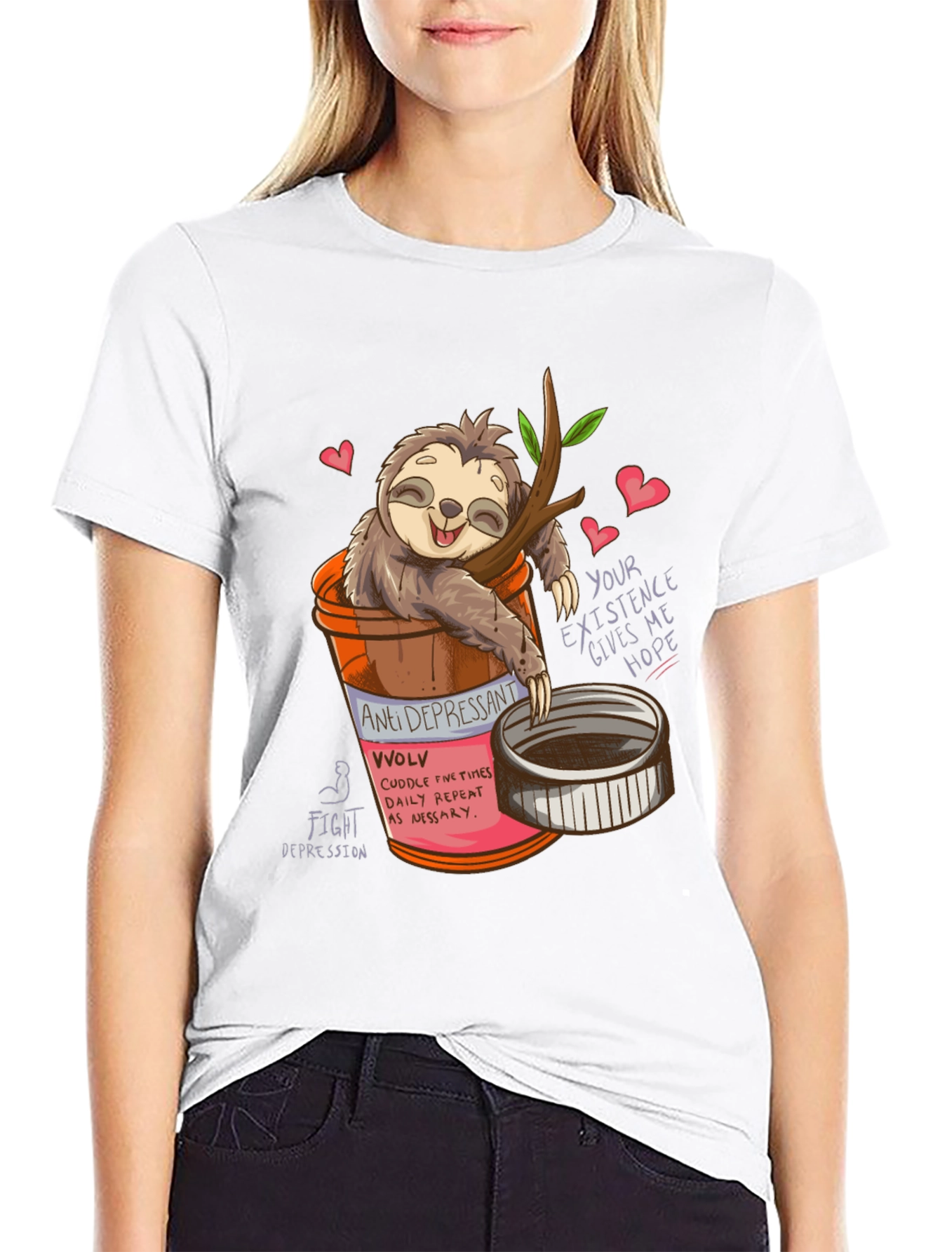 Cute Sloth Anti-Depressant Funny T-Shirt