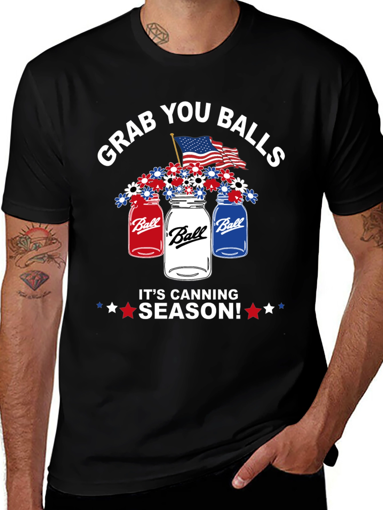 Grab You Balls Canning Season Patriotic T-Shirt