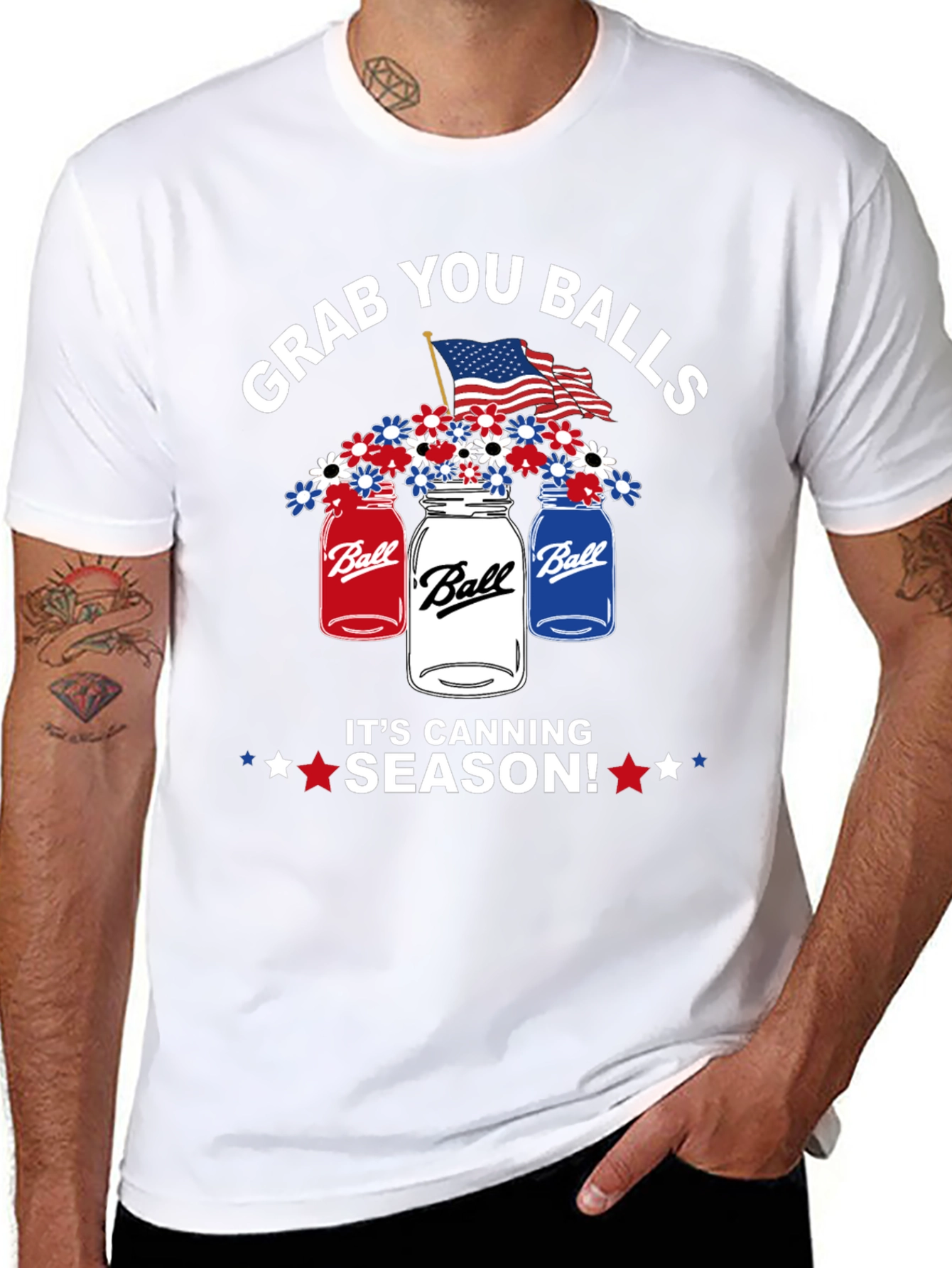 Grab You Balls Canning Season Patriotic T-Shirt