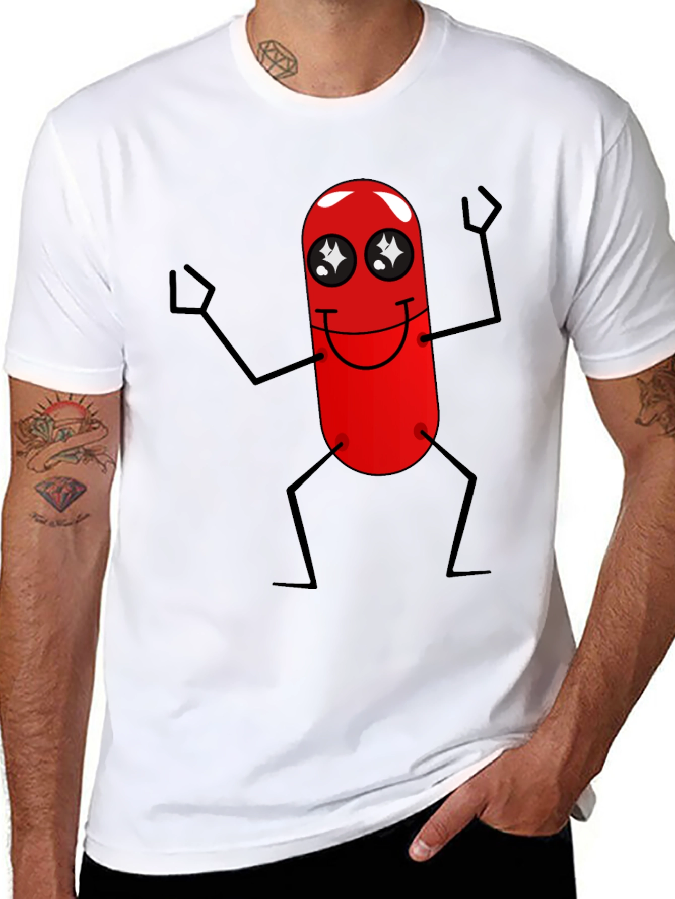 Funny Red Pill Character Black T-Shirt