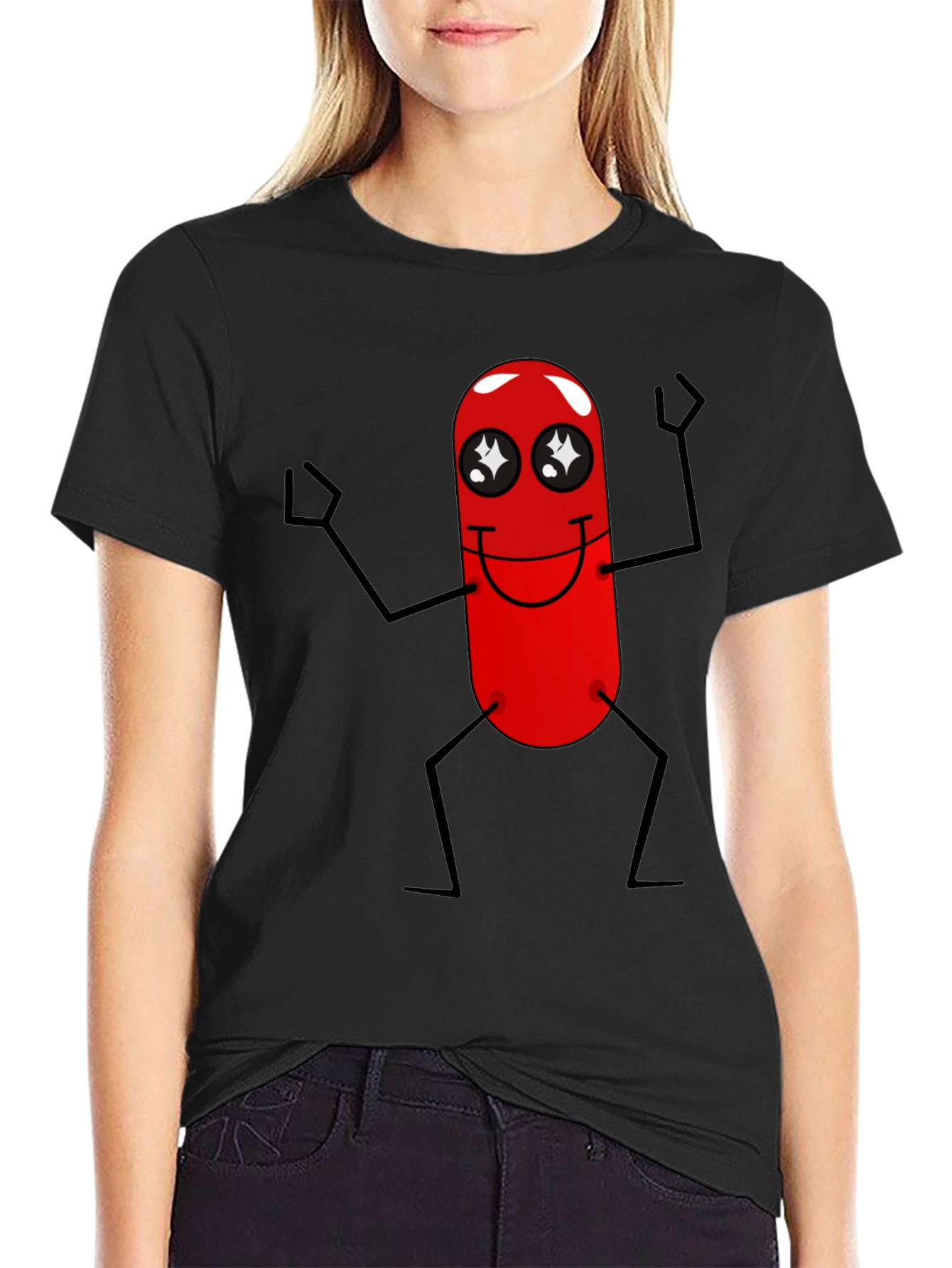 Funny Red Pill Character Black T-Shirt