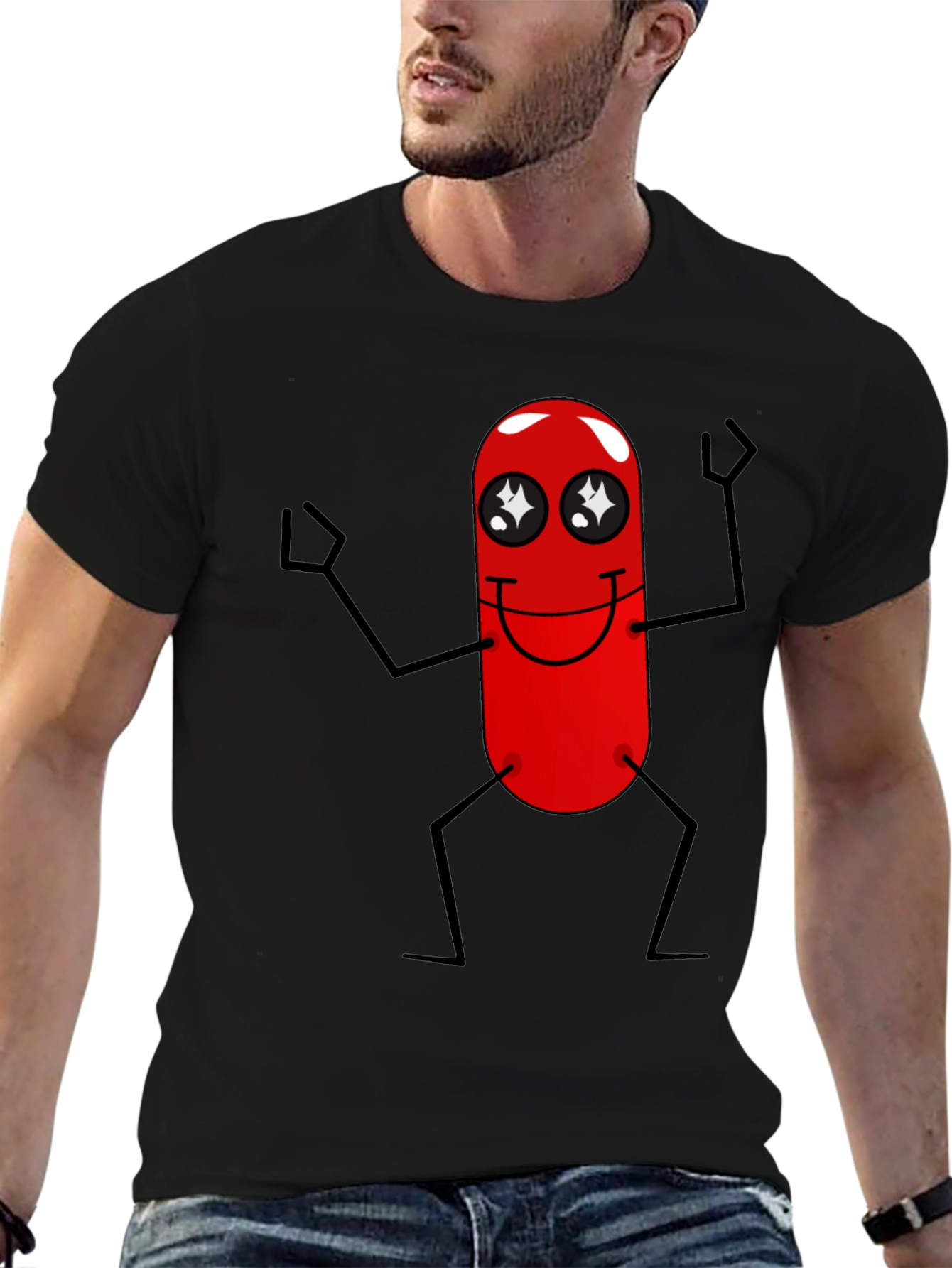Funny Red Pill Character Black T-Shirt
