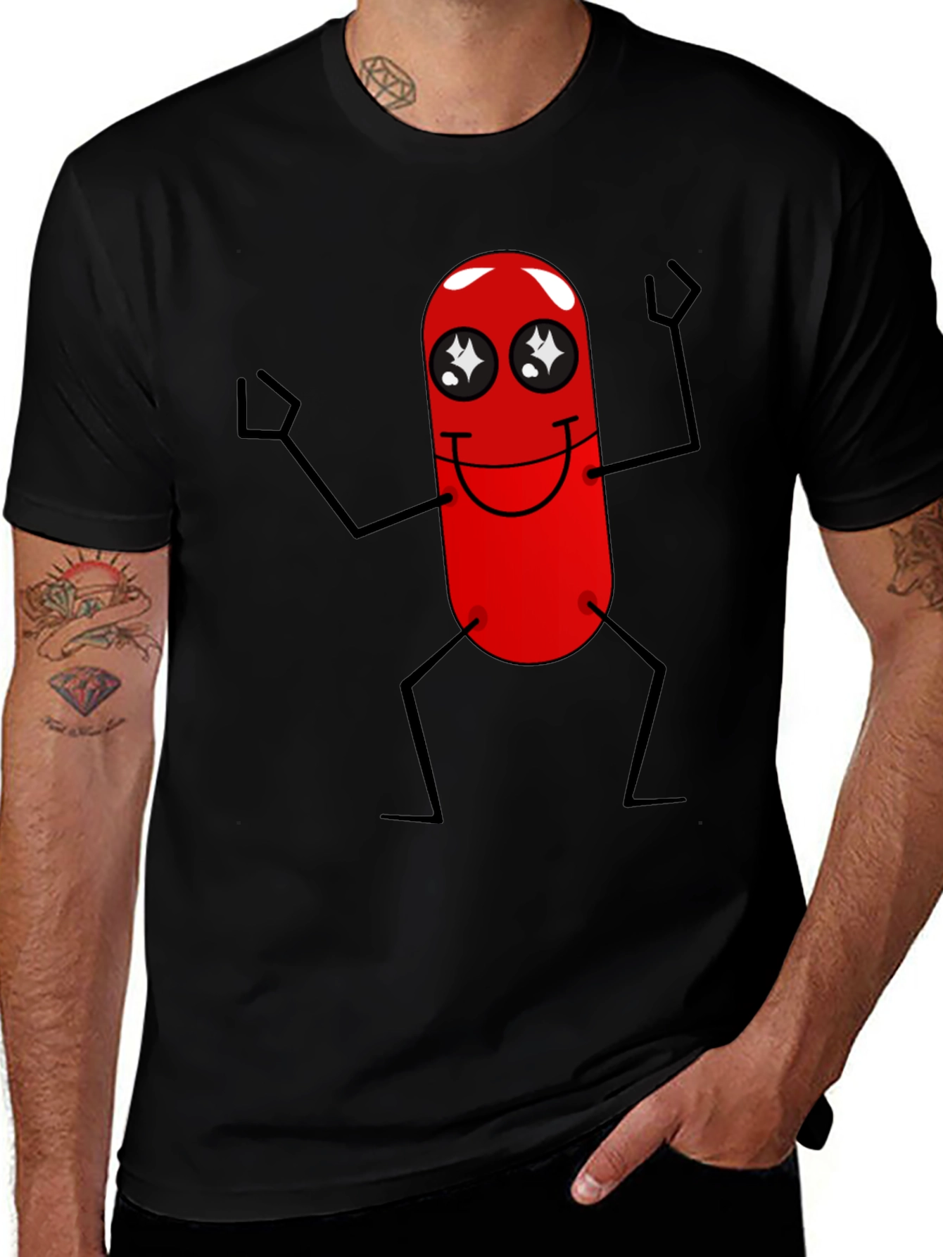 Funny Red Pill Character Black T-Shirt