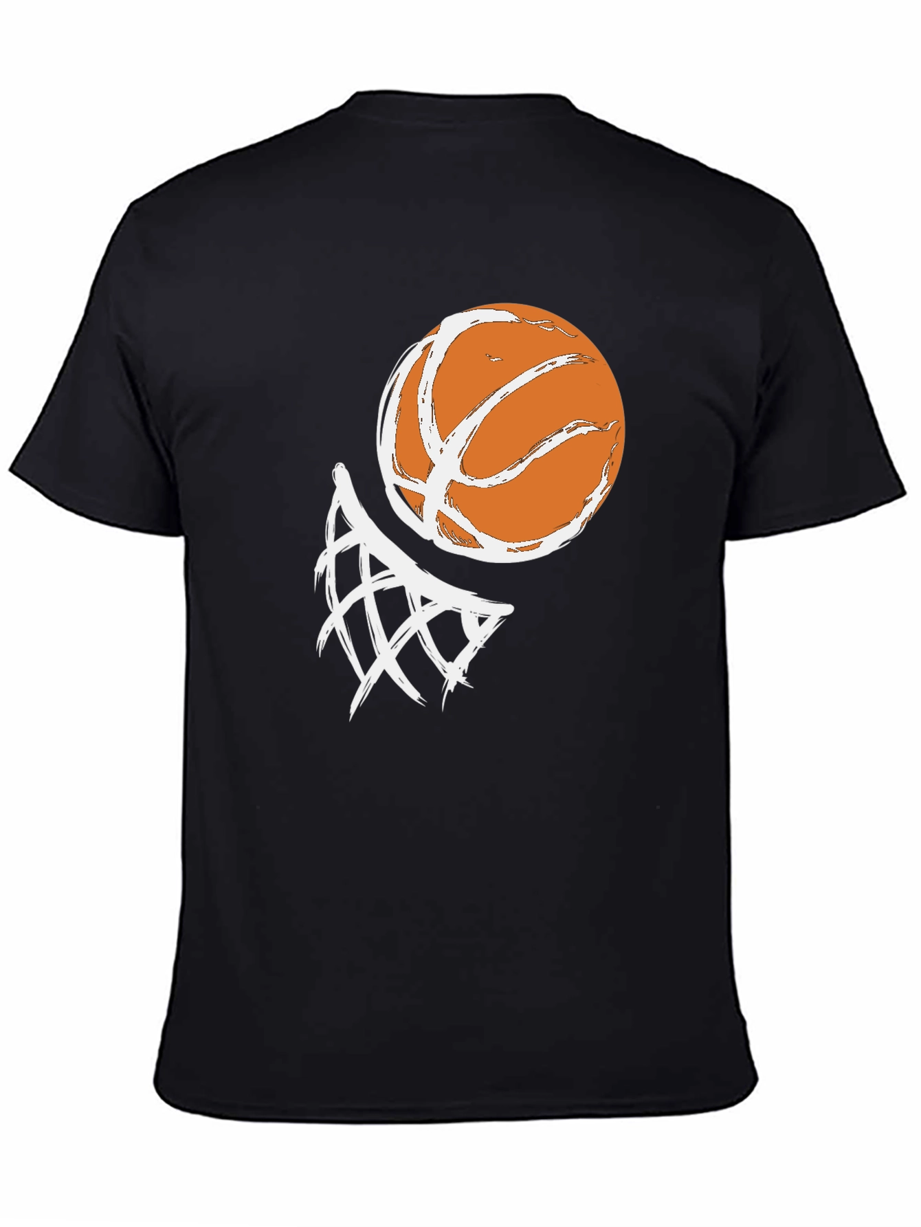 Basketball Graphic Tee - Black Cotton T-Shirt
