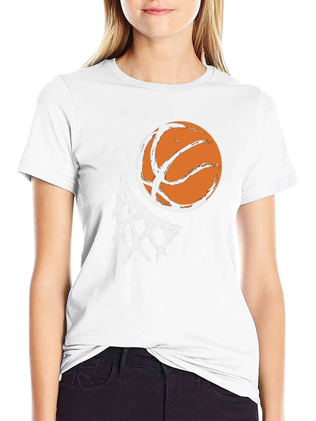Basketball Graphic Tee - Black Cotton T-Shirt