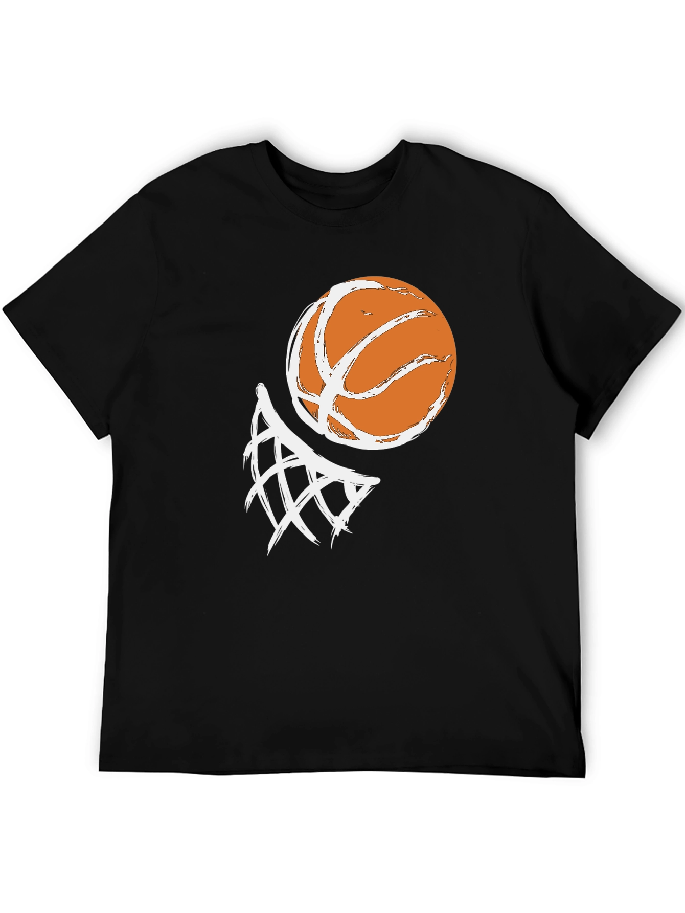 Basketball Graphic Tee - Black Cotton T-Shirt