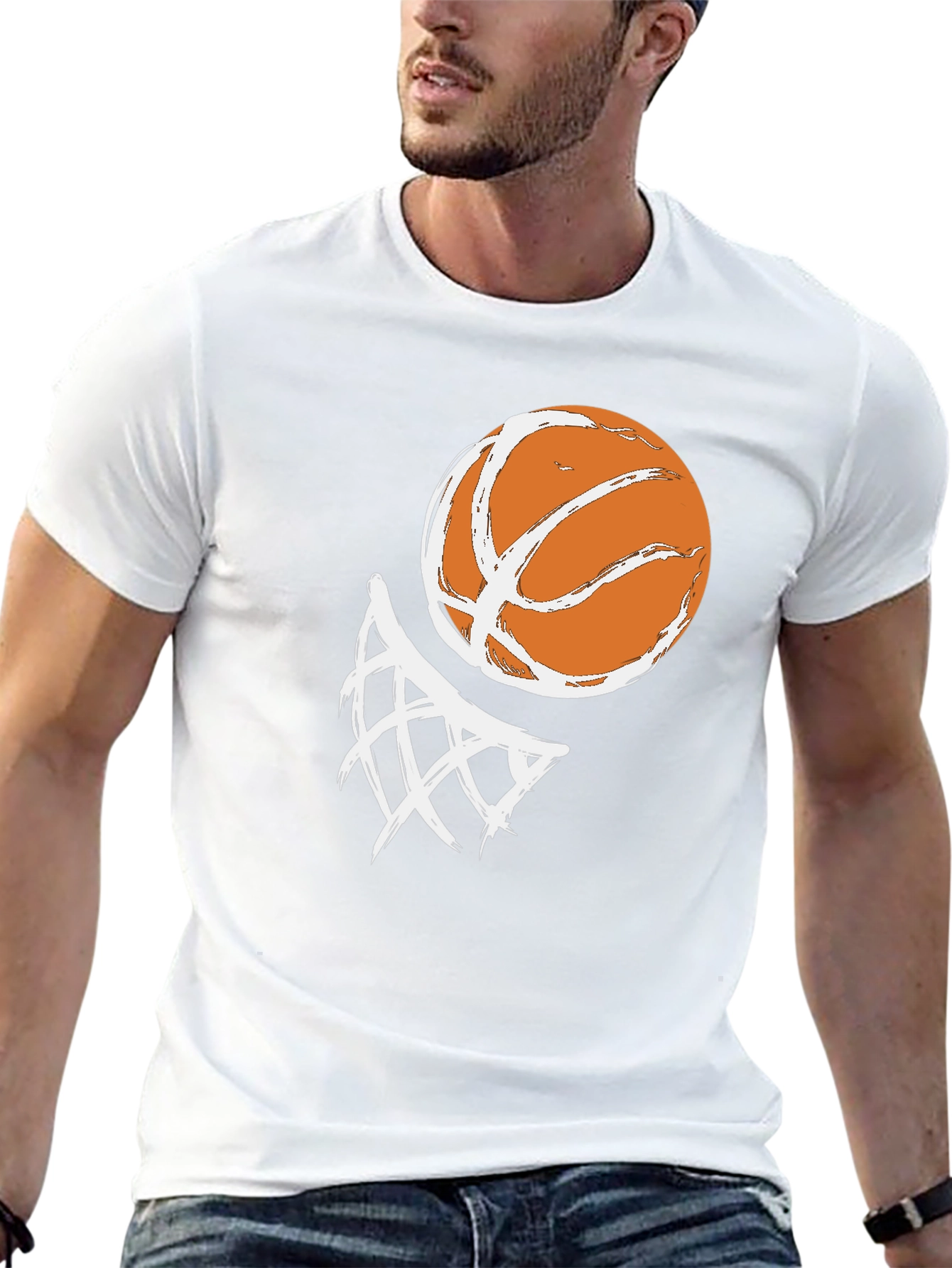 Basketball Graphic Tee - Black Cotton T-Shirt