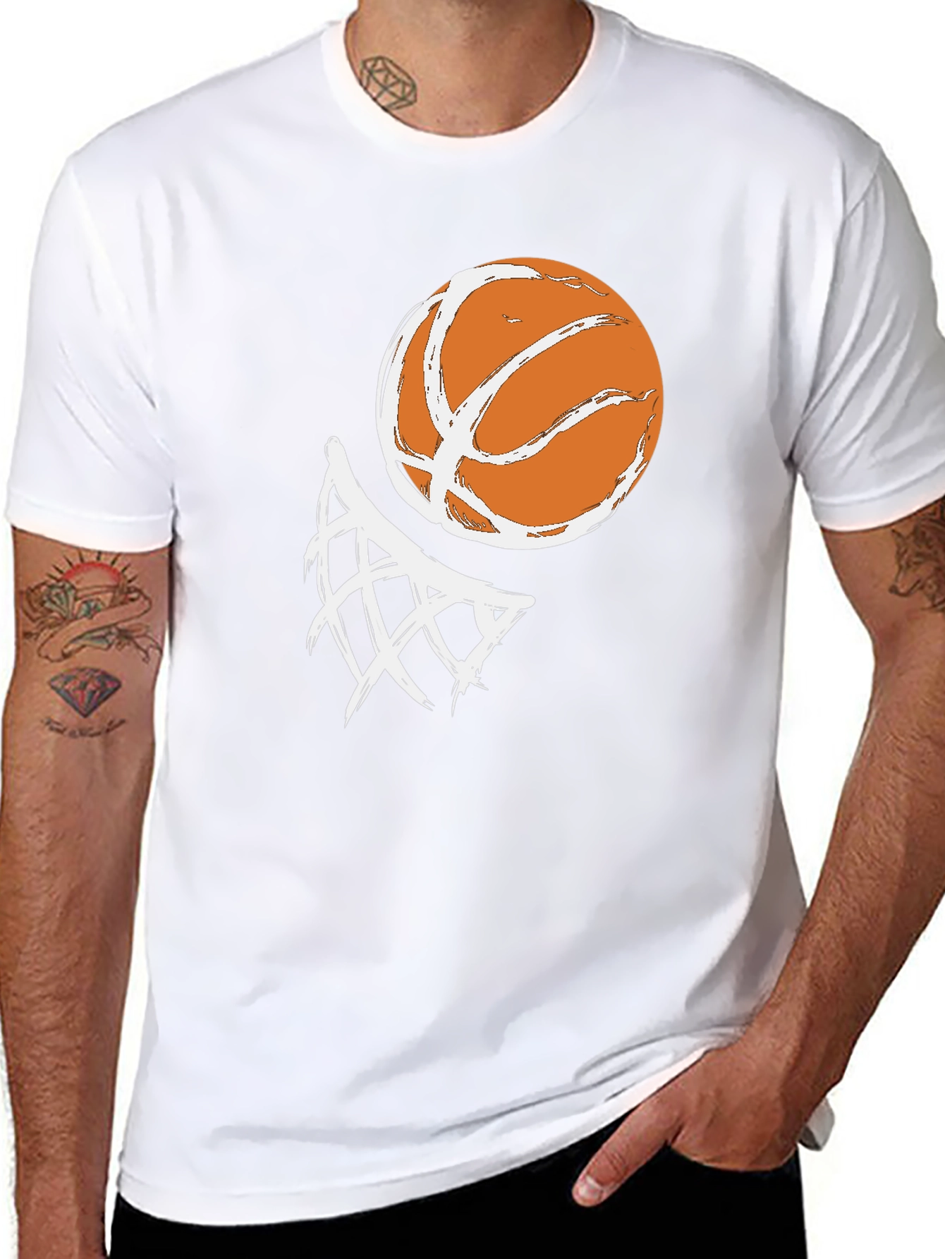 Basketball Graphic Tee - Black Cotton T-Shirt