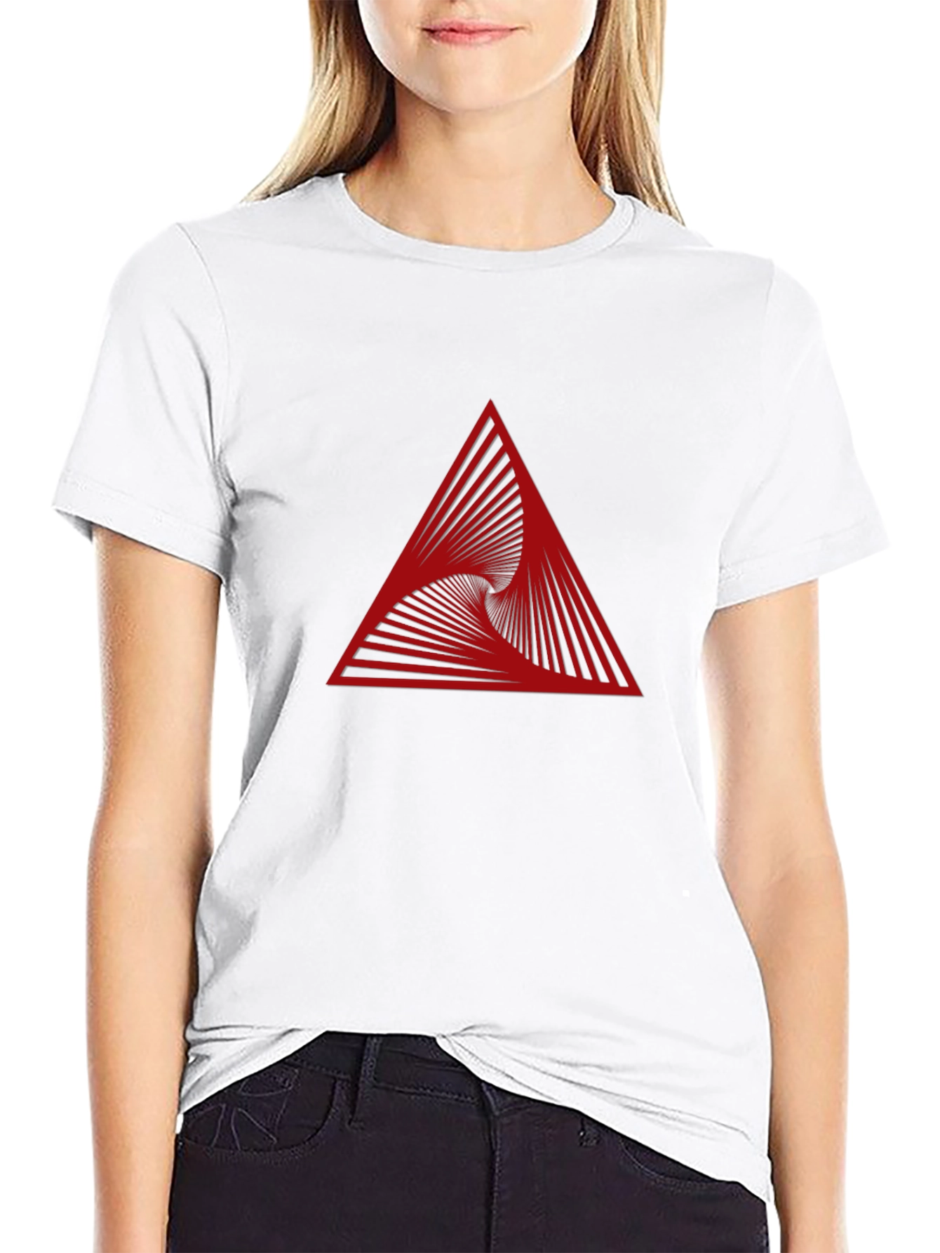 Geometric Vortex Triangle Graphic Tee - Modern Style